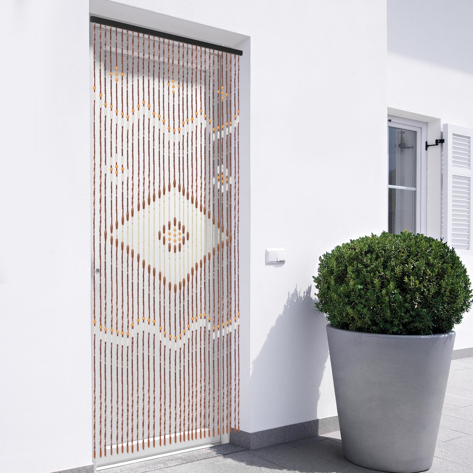 Bamboo Wood Beaded Valance Curtain Handmade Doorway Boho Decoration Valance