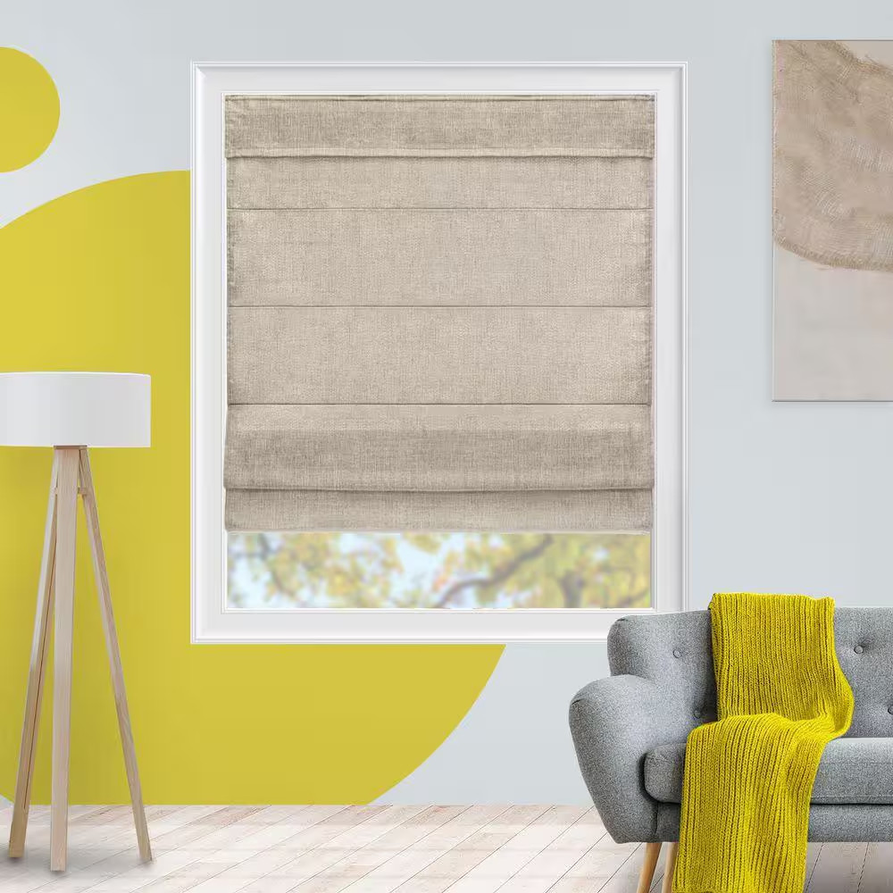 Burton Flax Light Filtering Cordless Polyester Roman Shades 32 In. W X 72 In. L