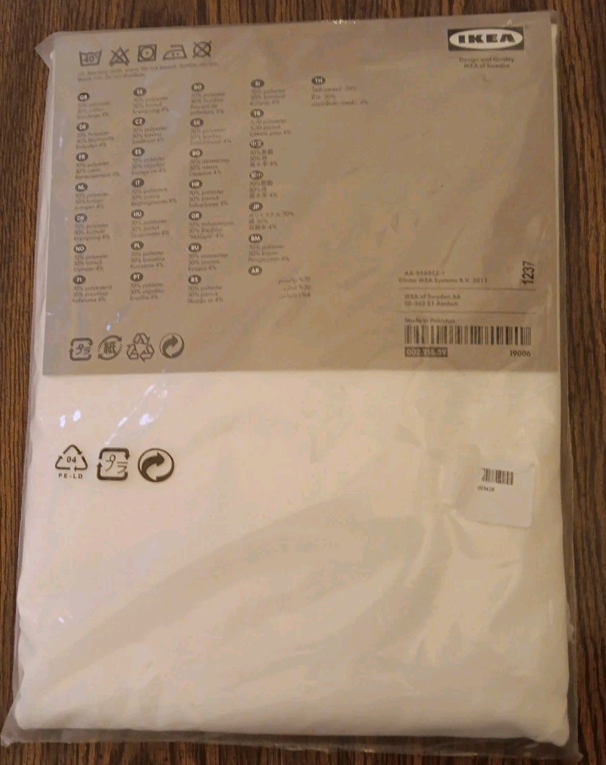 Ikea Curtain Panels Light Filtering VIVAN White 57″ x 98″ New Sealed 1 Pair