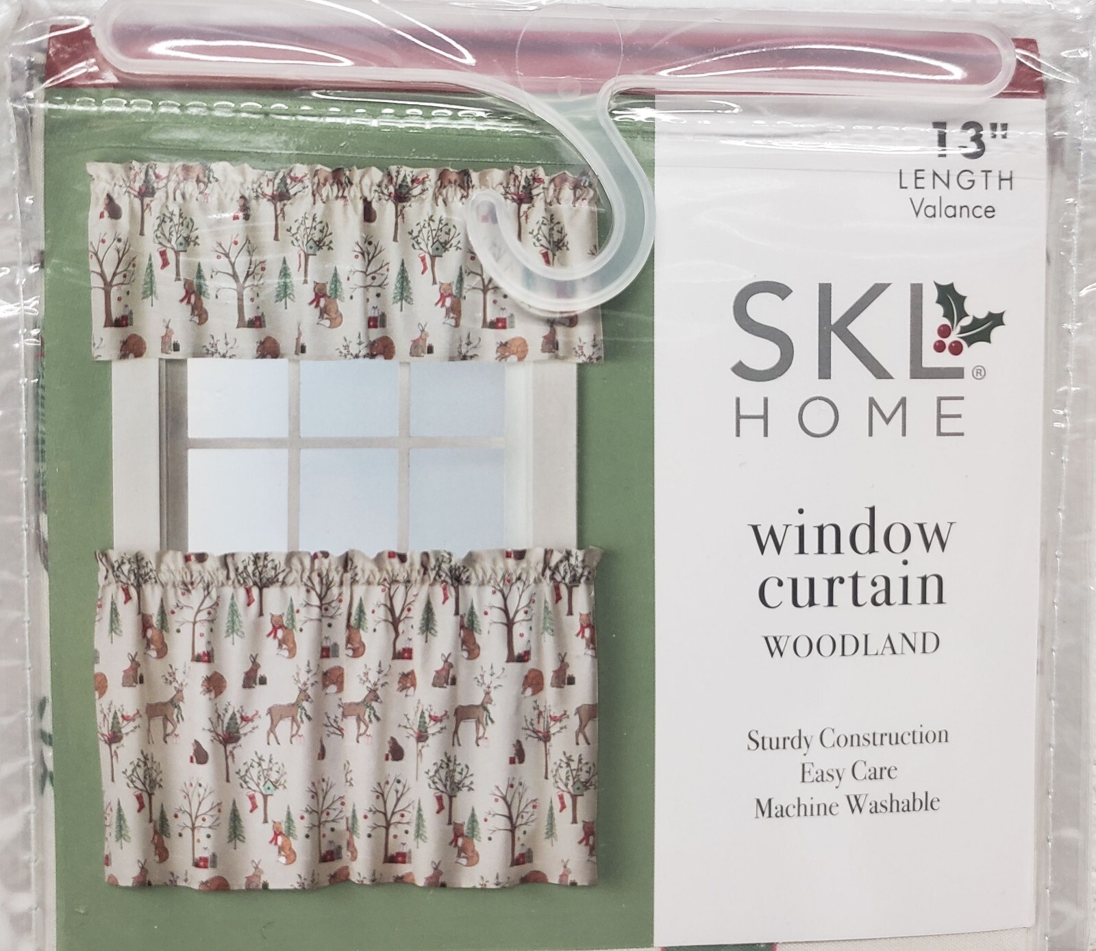 1 Fabric Printed Kitchen Valance (58″x13″) CHRISTMAS,WINTER WOODLAND ANIMALS,SKL