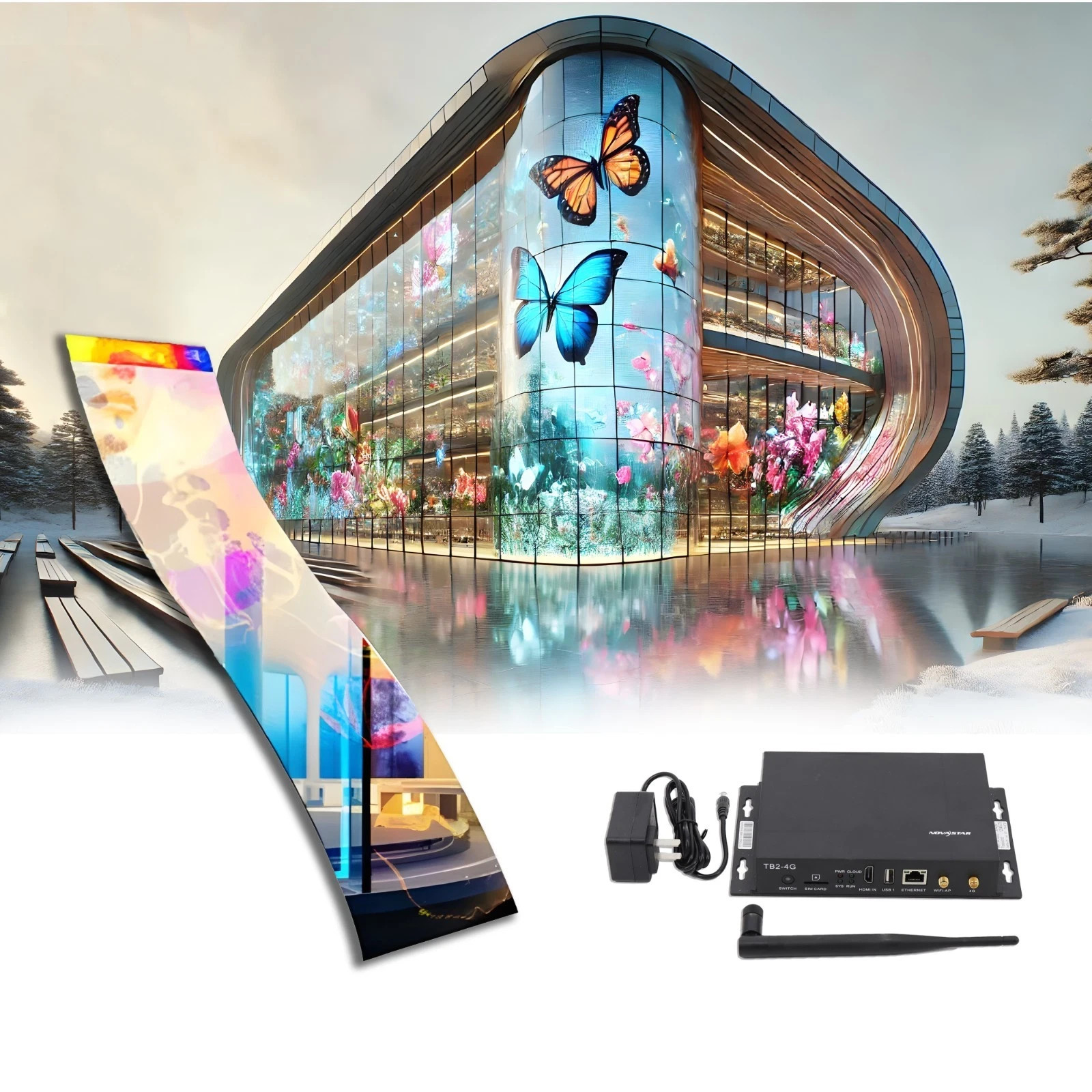 P10 Transparent Flexible LED Film Screen Self Adhesive Retail Window Display