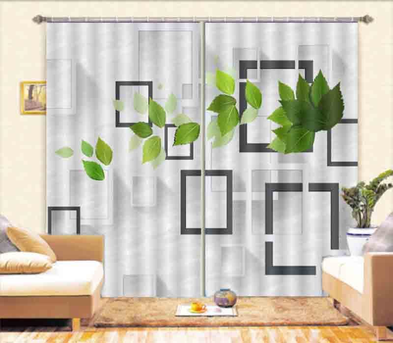 Many Mint Leaves 3D Curtain Blockout Photo Printing Curtains Drape Fabric