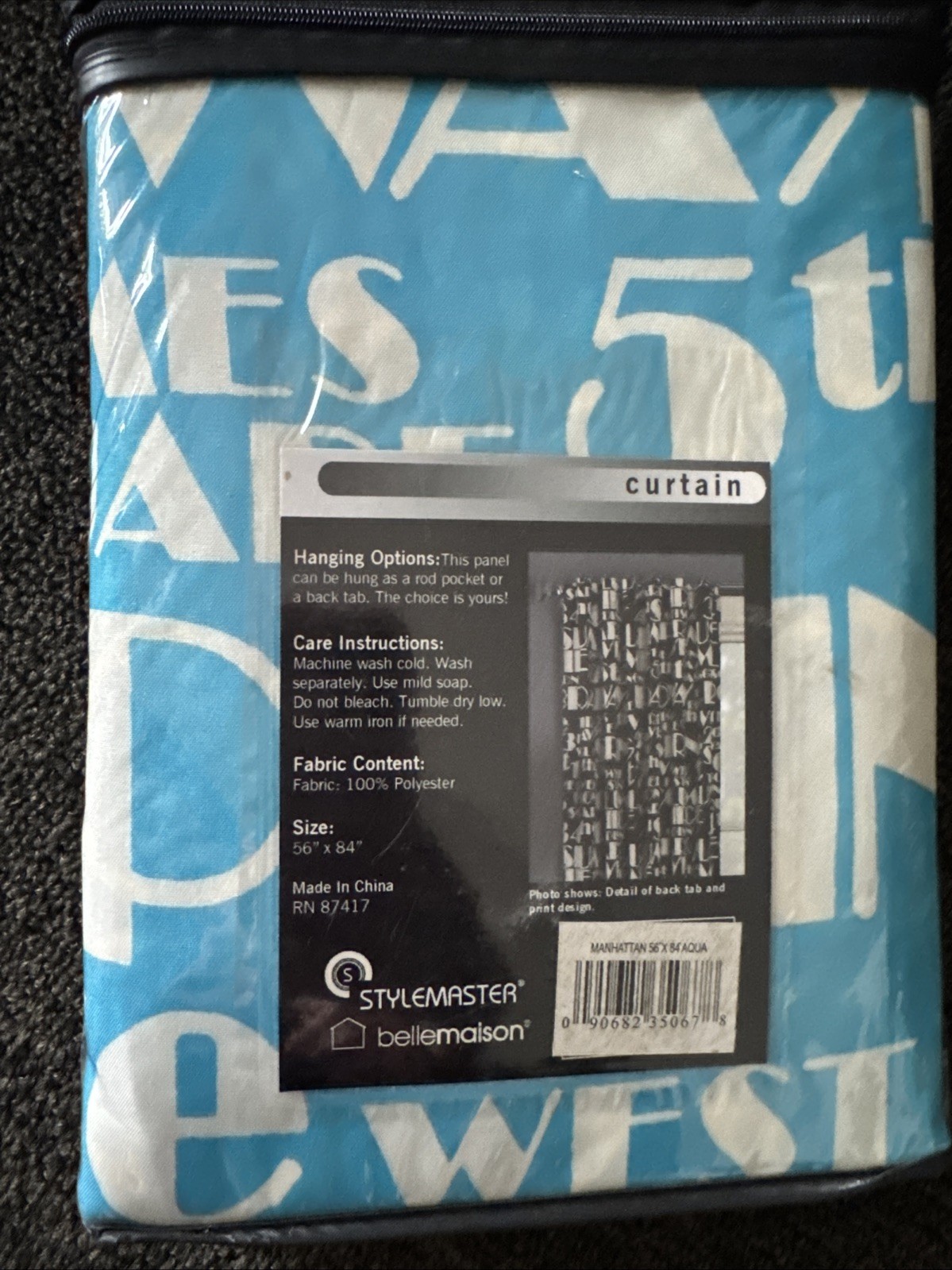 Stylemaster Belle Maison Manhattan Curtain Panel 84” Length Aqua Color Funky