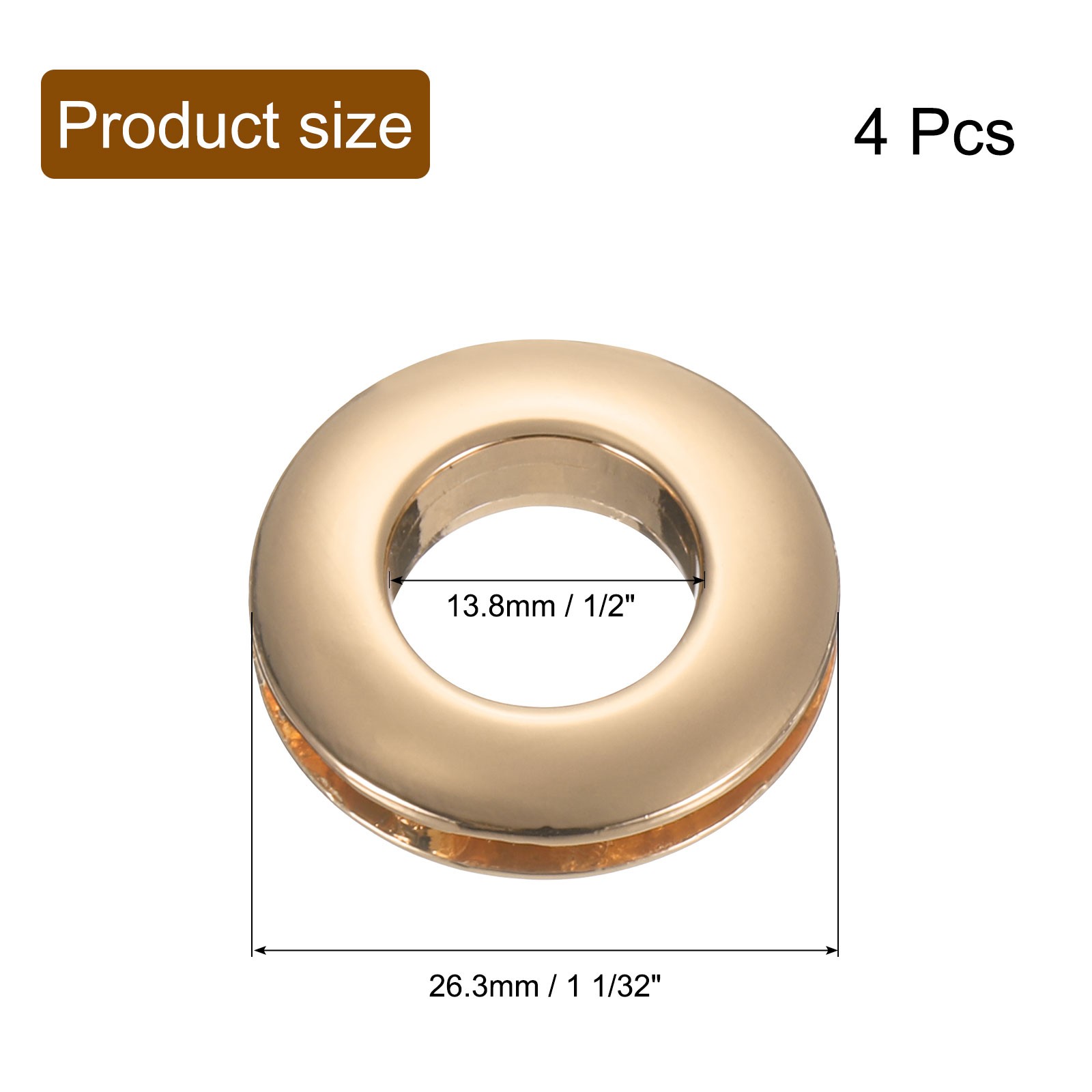 4Pcs Zinc Alloy Curtain Screw Grommets 1/2″(13.8 Mm) Light Gold