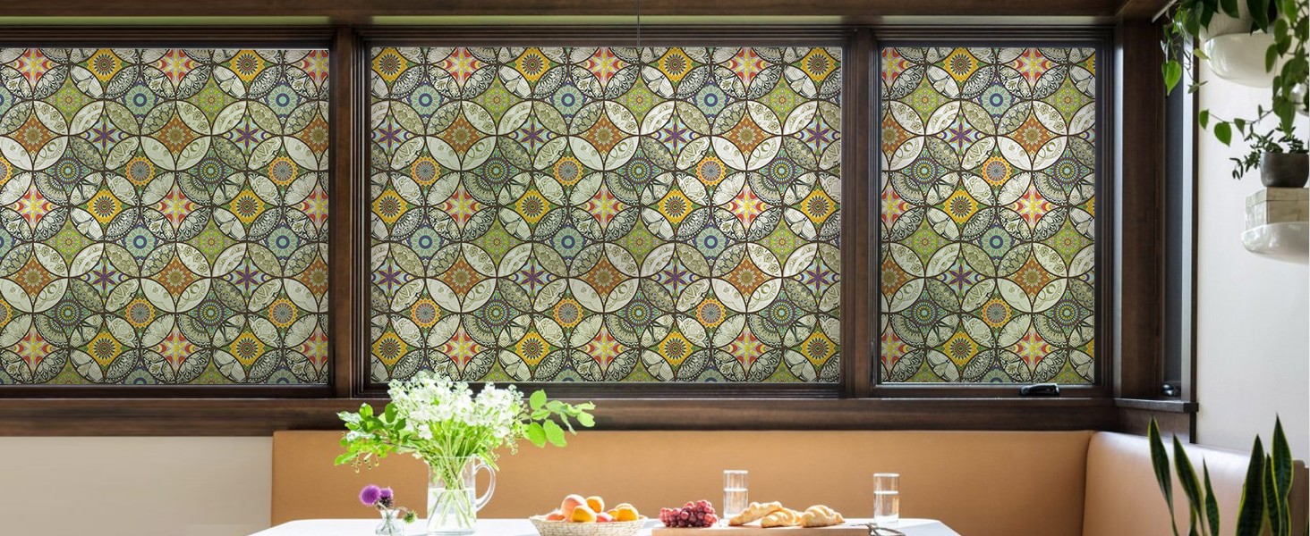 DKTIE Wooden Blinds Pattern Decorative Window Film, Sun Blocking Heat Control,