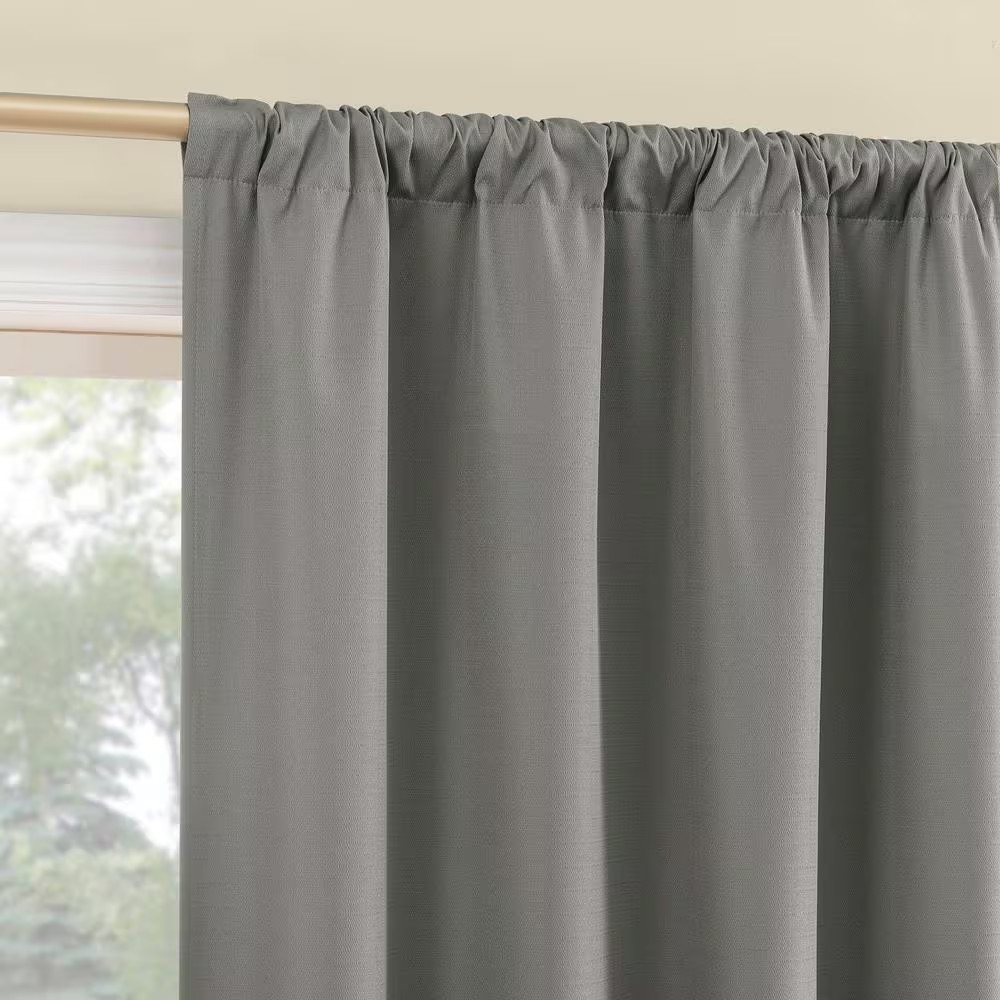 Kinnear Textured Gray Polyester 40 In. W X 84 In. L Rod Pocket Blackout Curtain