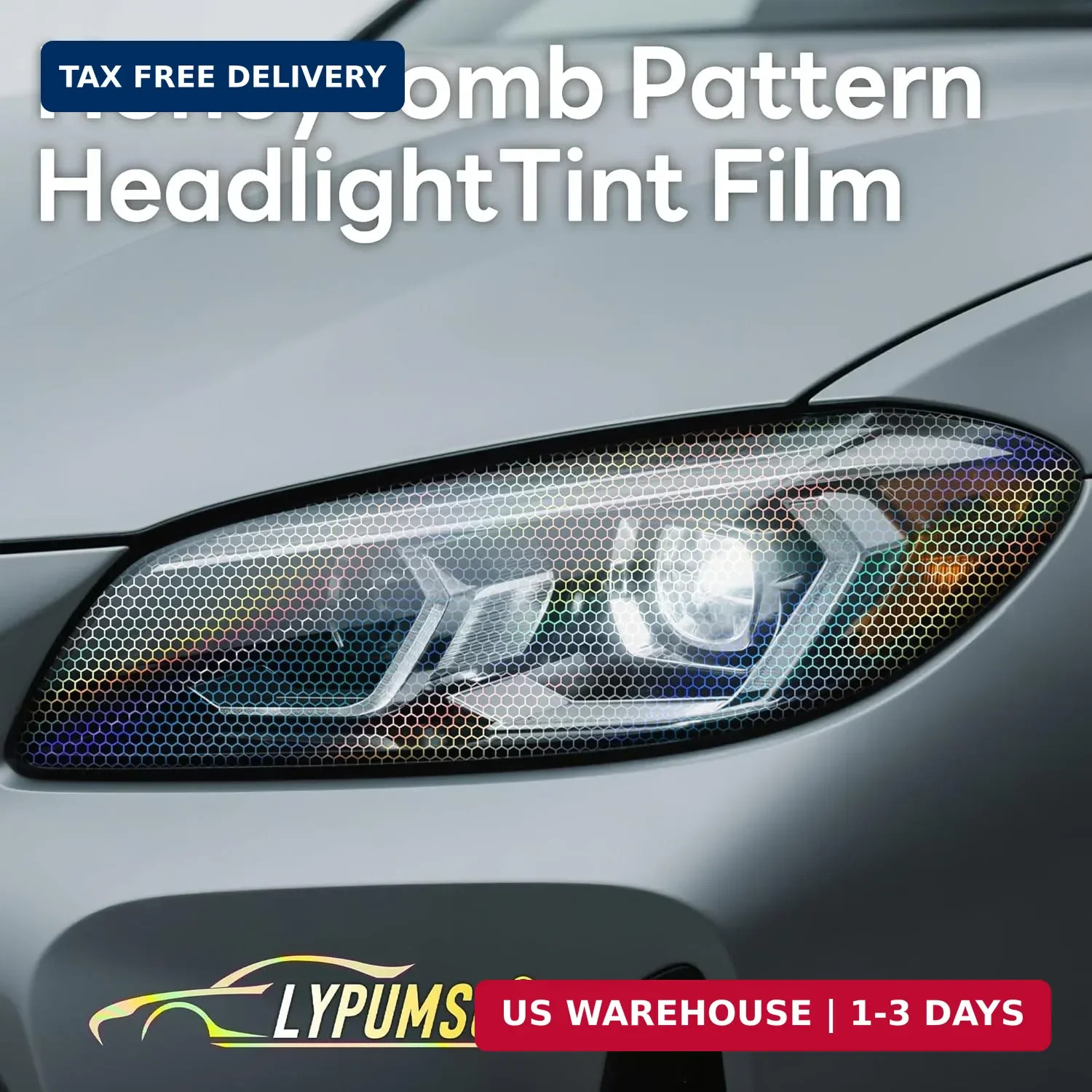 Lypumso Headlight Taillight Tint Film – 12 x 60 Inches Honeycomb Headlight Taill