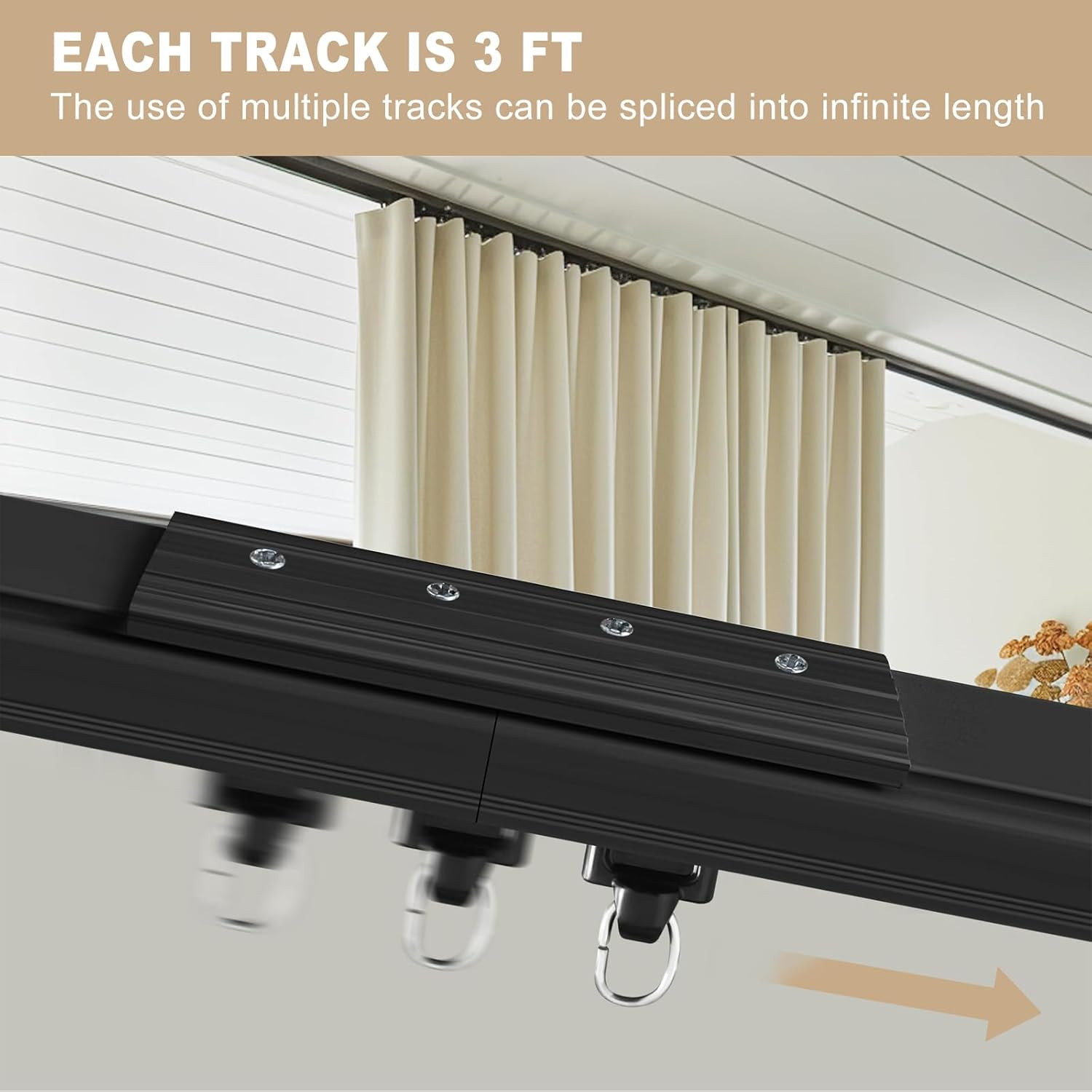 Ceiling Curtain Track, Heavy Duty Curtain Tracks System for Room Divider, Wall M