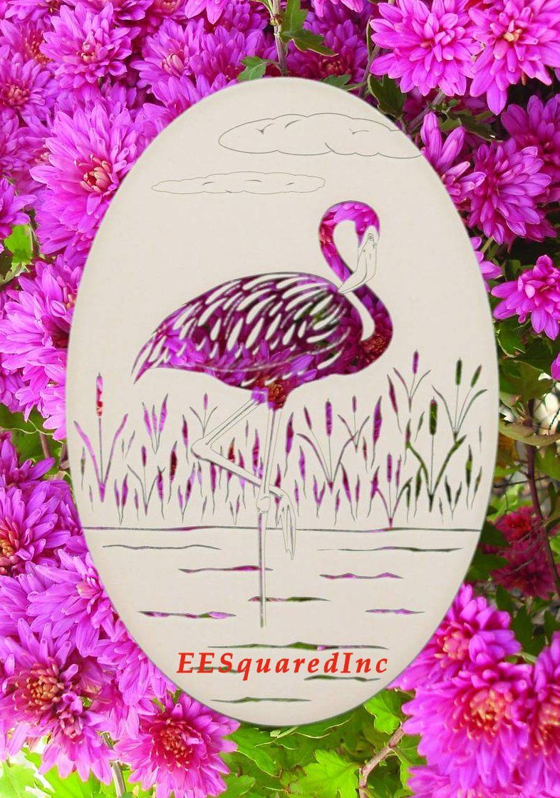 FLAMINGO STATIC CLING WINDOW DECAL New Oval 8×12 Tropical Bird Decor Left Facing