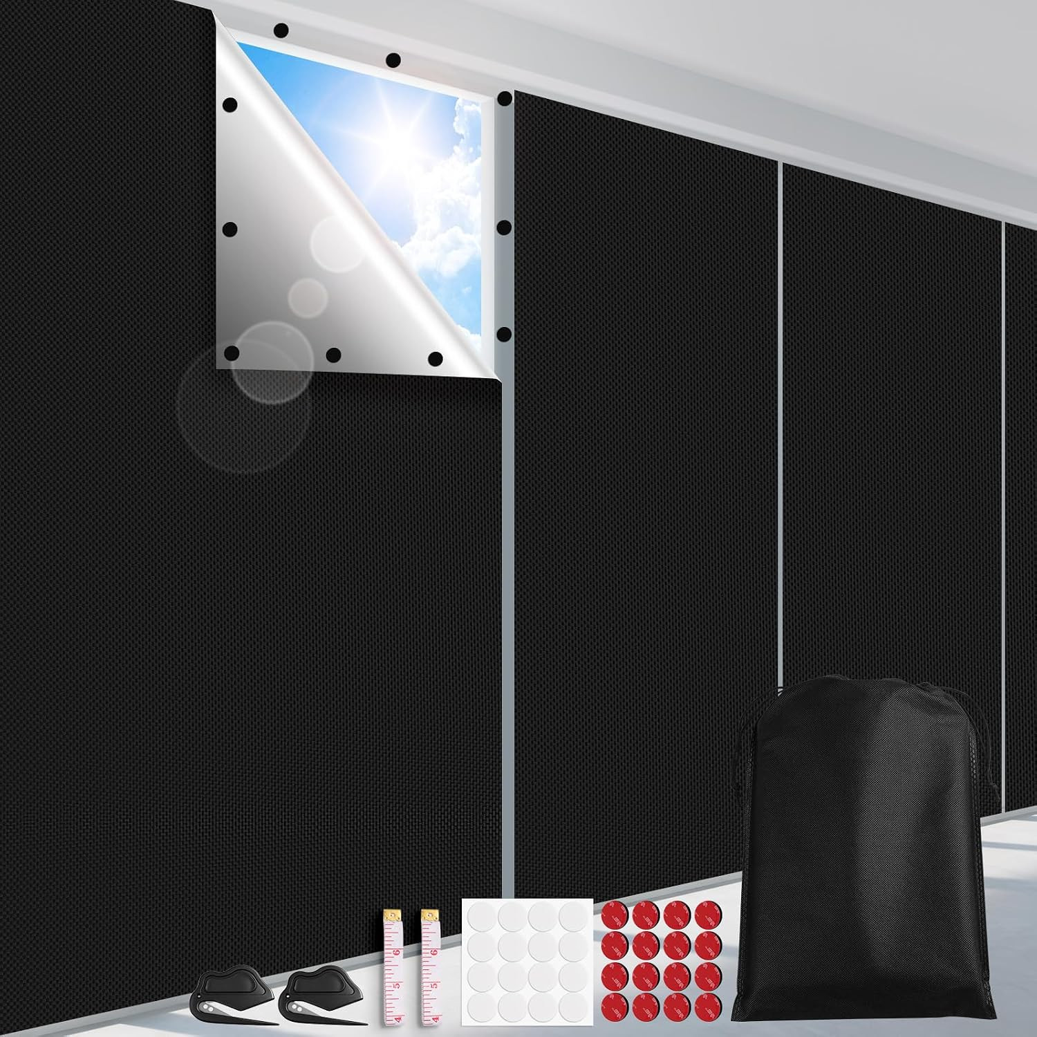 Blackout Curtains for Bedroom, Portable 100% Black Out Window Cover Film, Cuttab