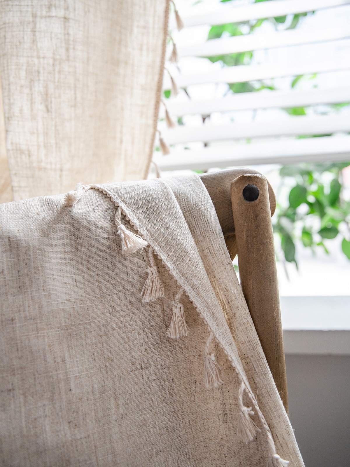 Boho Beige Curtains 94 In Long Bohemia Linen Curtains for Bedroom Living Room