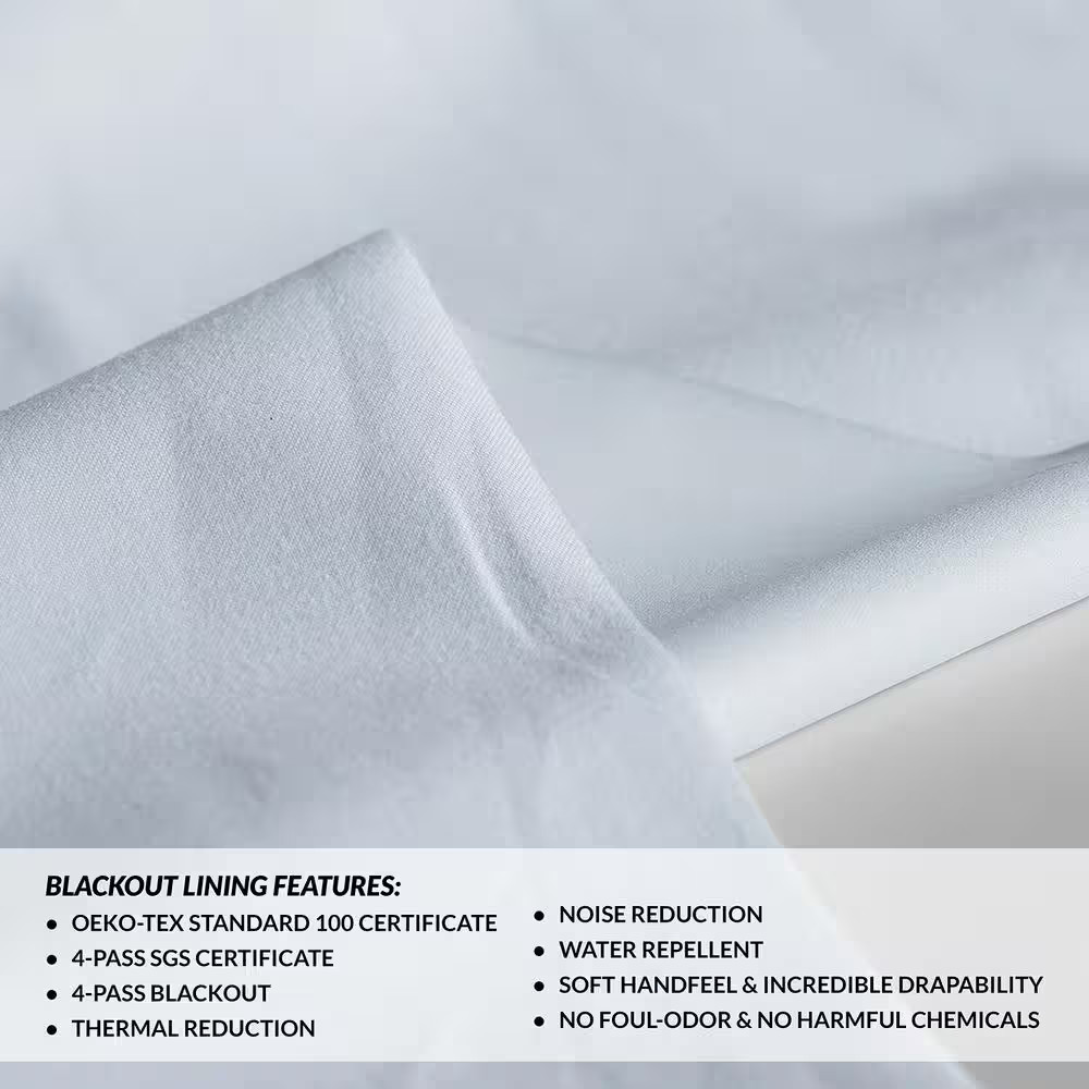 Dark Blue Performance Linen 50 In. W X 96 In. L Rod Pocket Hotel Blackout Curtai