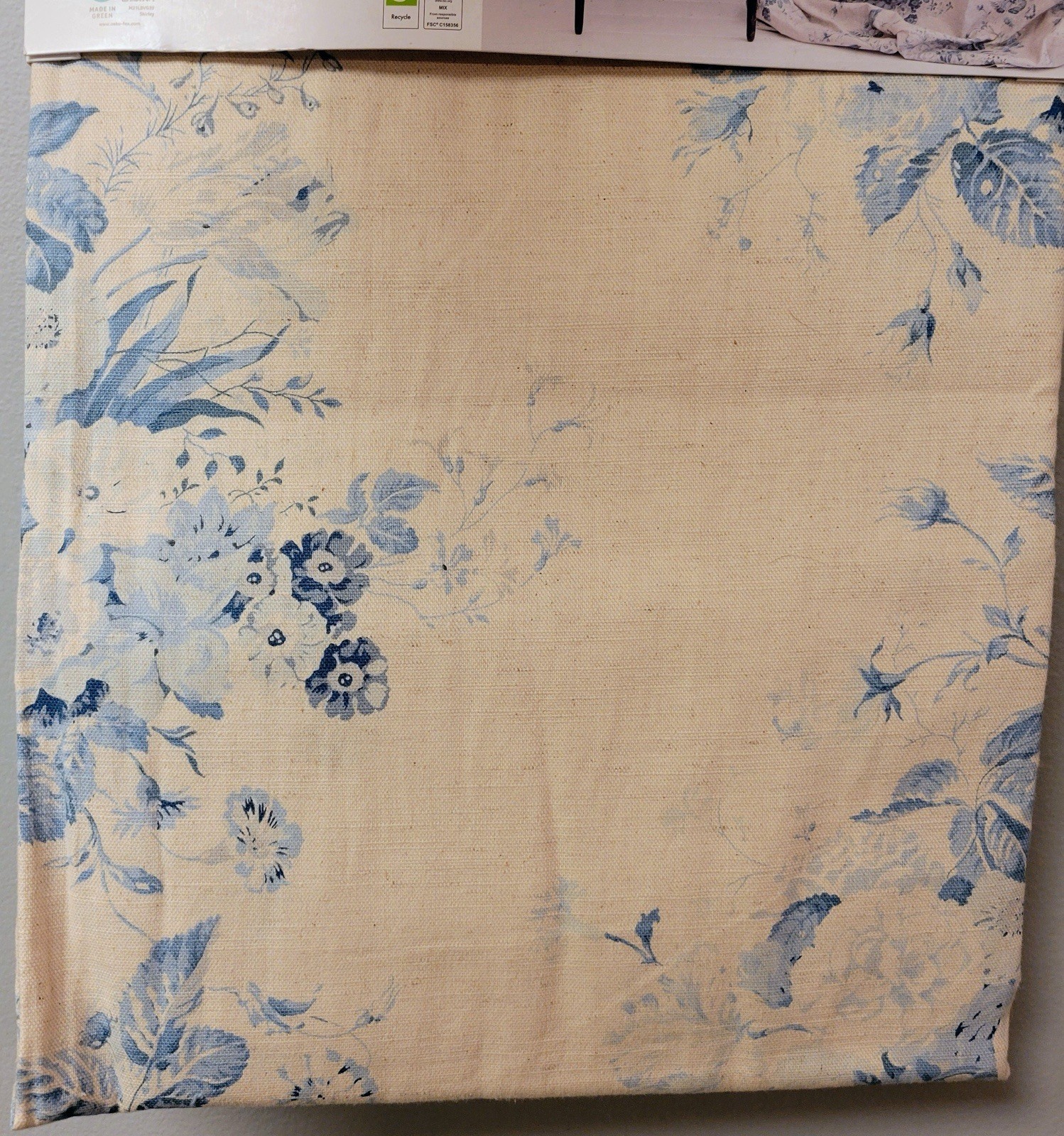 CABBAGES & ROSES Curtain Panel Drapes 50 x 84 Constance Blue Floral Natural 2 PC