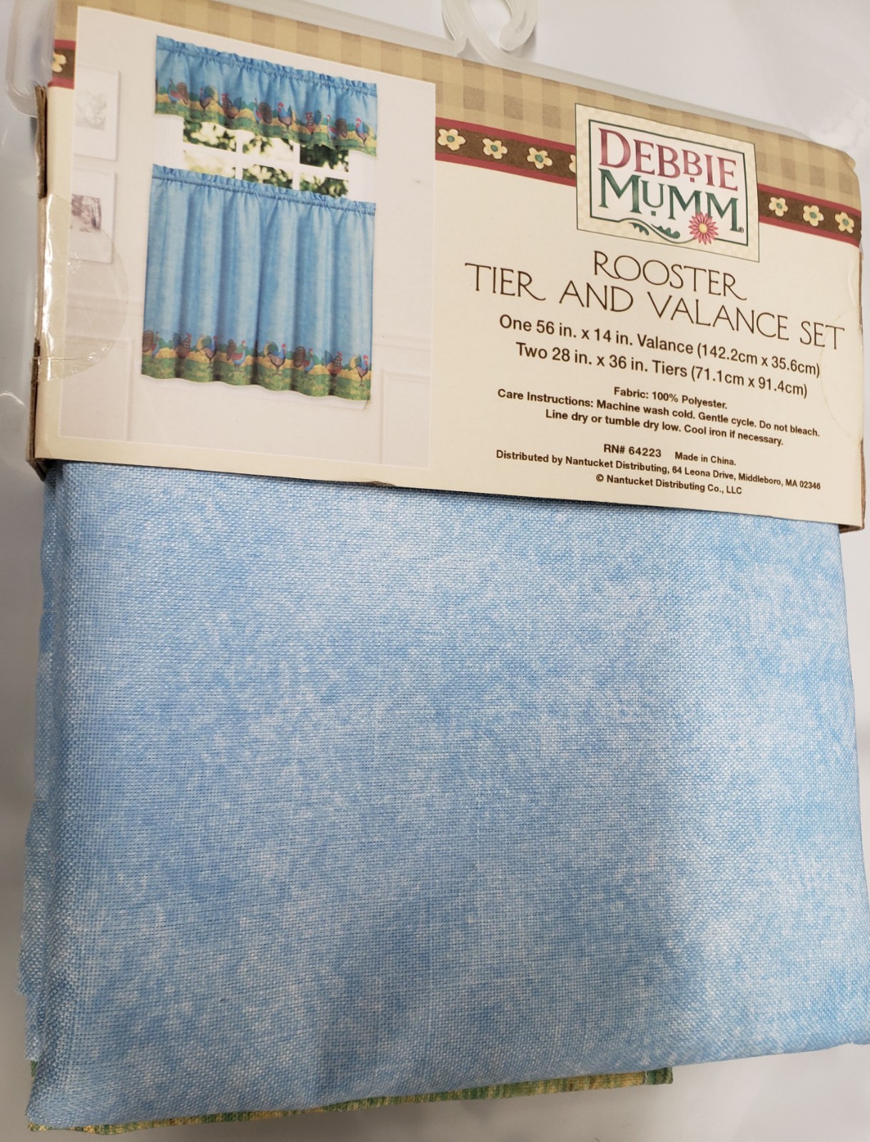 3 pc Curtains Set: 2 Tiers (28″)& Valance (56″x14″) COUNTRY ROOSTERS,Debbie Mumm