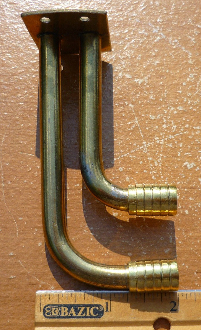 (2) Vintage Brass Finished 2-1/2″ + 3-5/8″ Double Goose Neck Cafe Rod Brackets