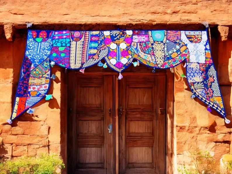 1 Meter Large Toran Boho Cotton Wall Tapestry Indian Entrance Decor Door Hanging