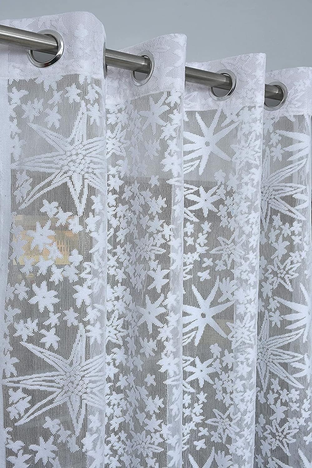 New 2 Piece Door Curtain Set – 9 feet Star White