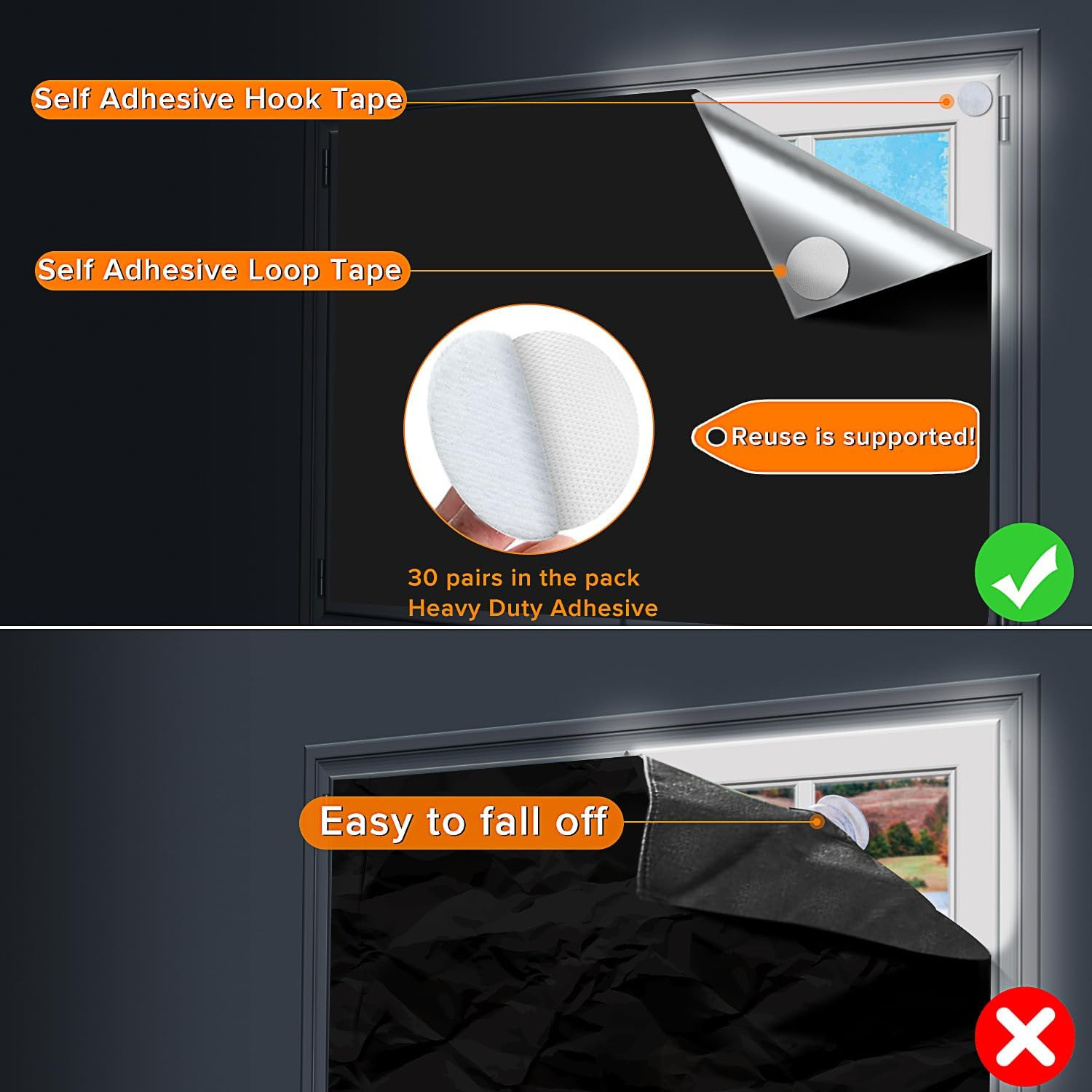 Portable Blackout Curtains, 118″ X 57″, 100% Blackout, Waterproof, Reusable, Hoo