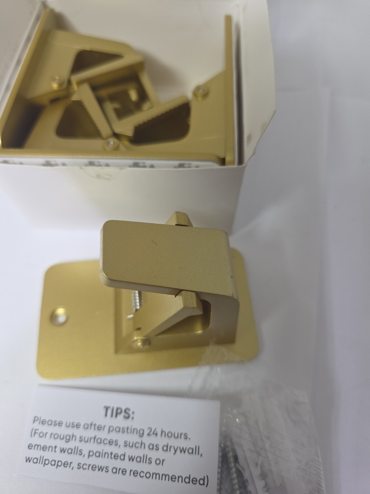 Universal Curtain Rod Holders, Golden, No Drill Brackets, Self Adhesive… E