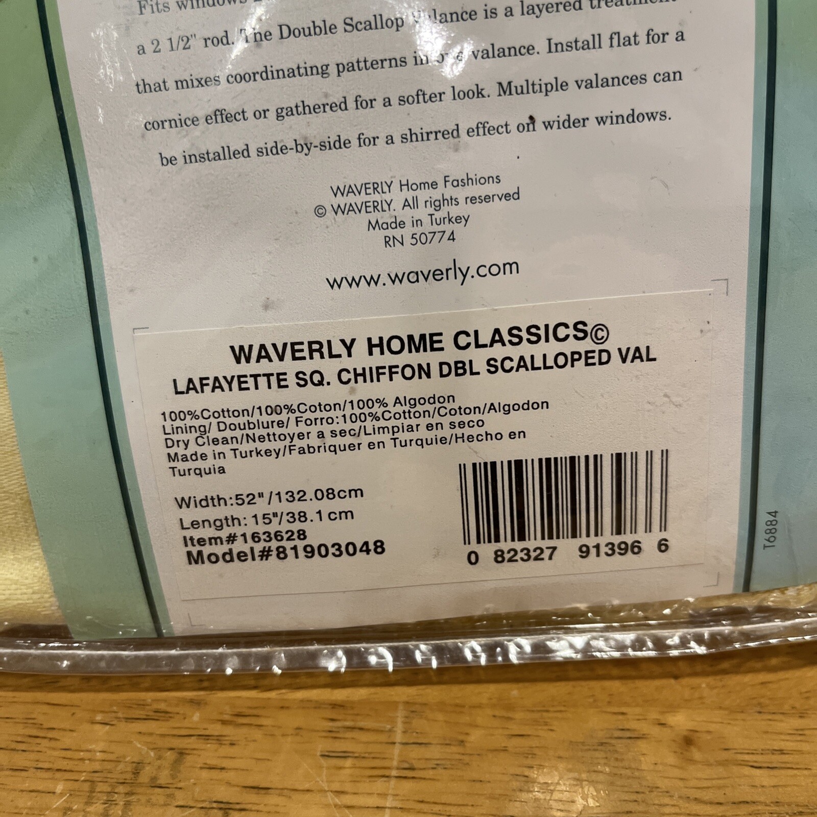 Waverly Lafayette Square Double Scalloped Valance Floral Stripe 52W” x 15L”