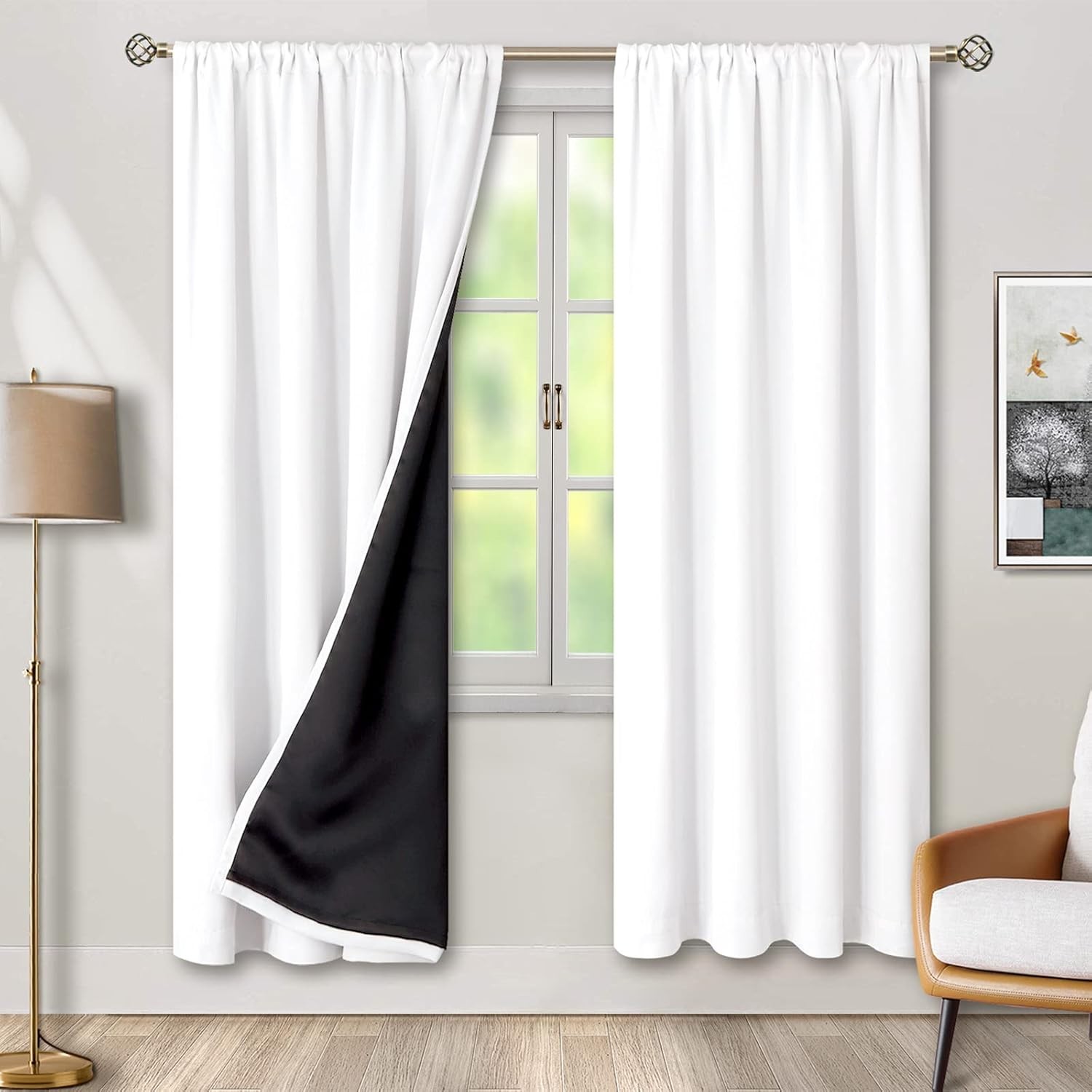 100% Full Blackout Curtains 2 Panels Set Thermal Insulated Soundproof Drapery