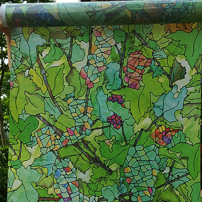 1 Roll Static Cling Window Films Frosted Grapes Stained Glass Stickers Privacy
