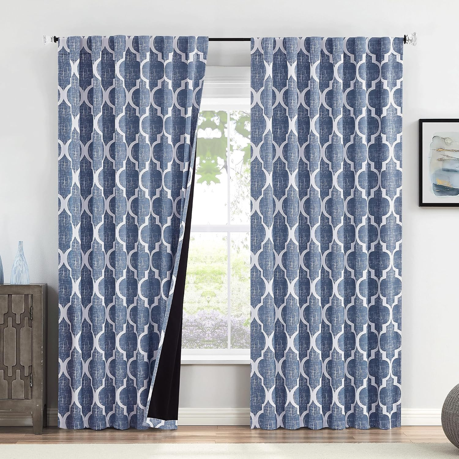 100% Blackout Curtains 84 Inches Long 2 Panels for Bedroom Living Room Blue Grey
