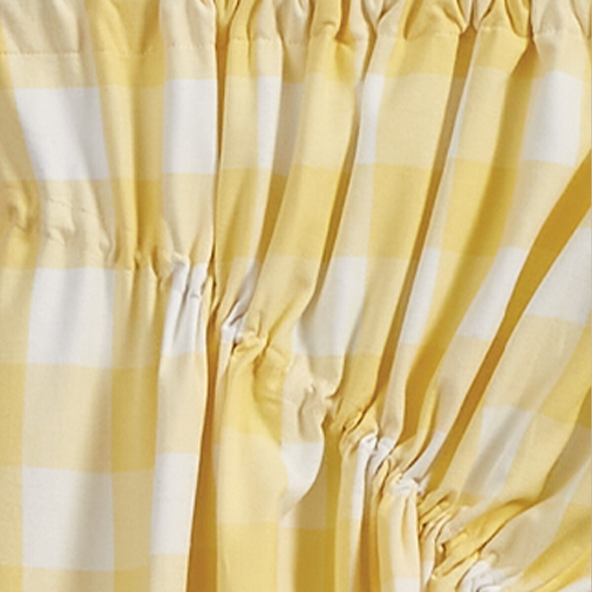 Wicklow Yellow Buffalo Check Cotton Lined Country Gathered Prairie Curtains