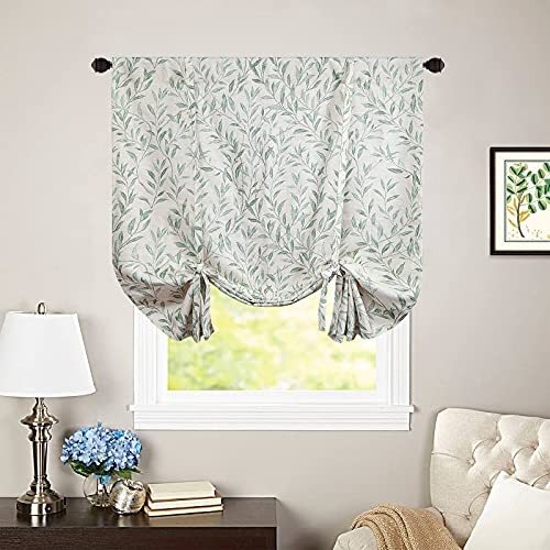 Tie Up Window Shade Rod Pocket Panel, Lovely 42″W x 63″L (Pack of 1) Green
