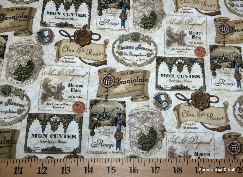 Wine Bottle Labels Valance Vineyard Grapes Window Curtain Topper