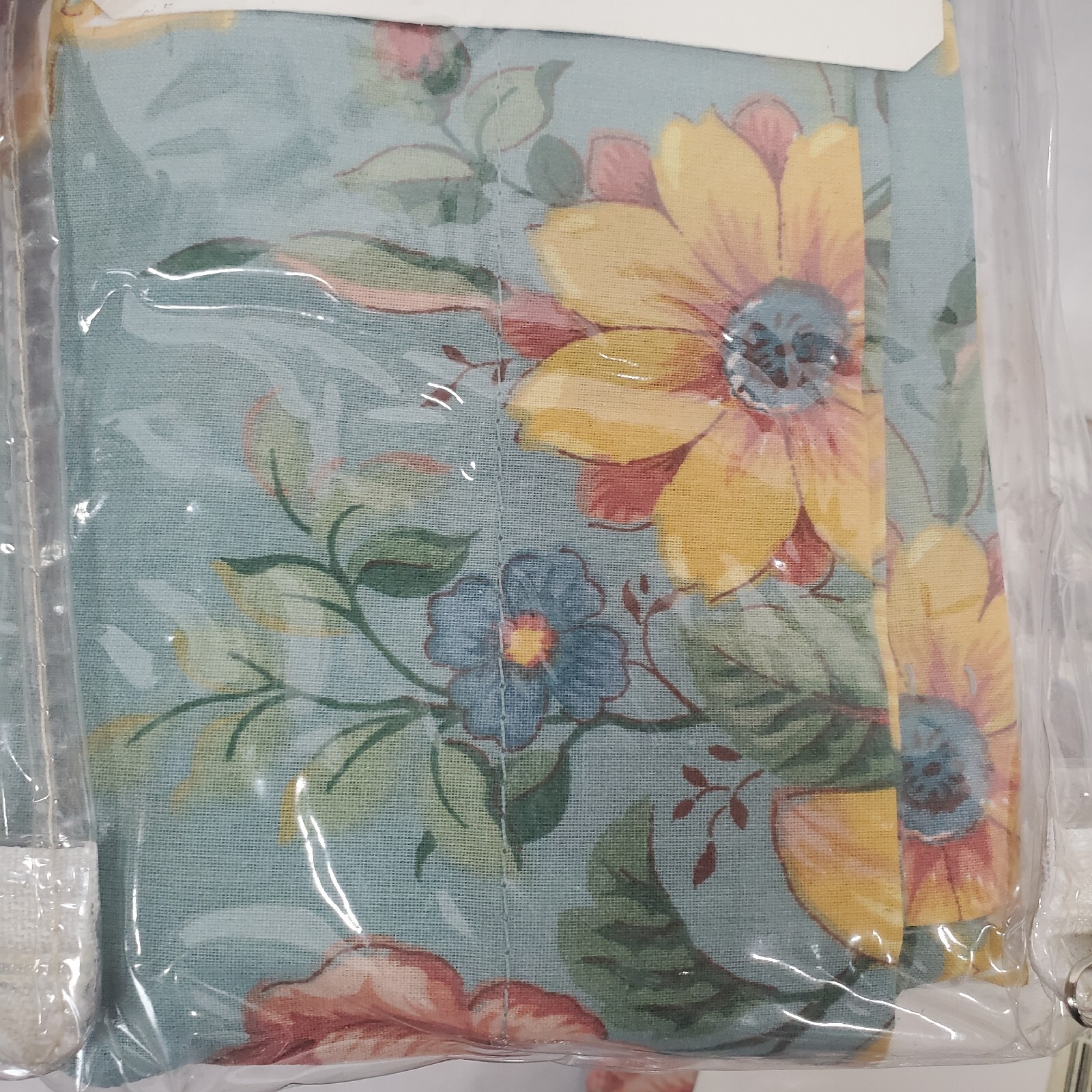 vtg Martha Stewart Everyday Center Pleast Valance 52 X 15 Oakleaf Floral Blue