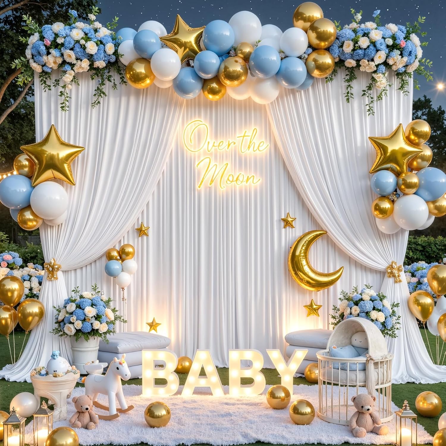 40x10ft White Backdrop Curtains for Parties Wedding Photo Wrinkle White Drapes