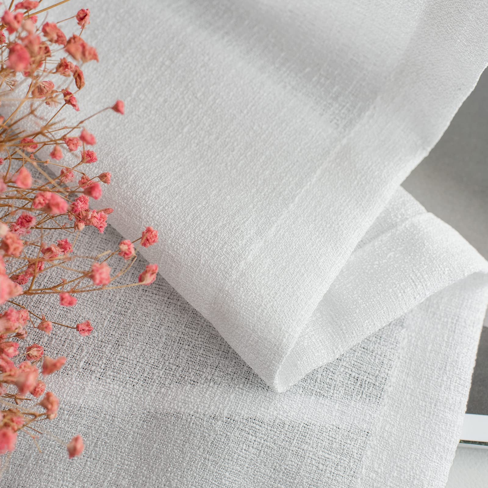 Melodieux White Semi Sheer Curtain Valance for Kitchen Cafe Small Windows Lin…