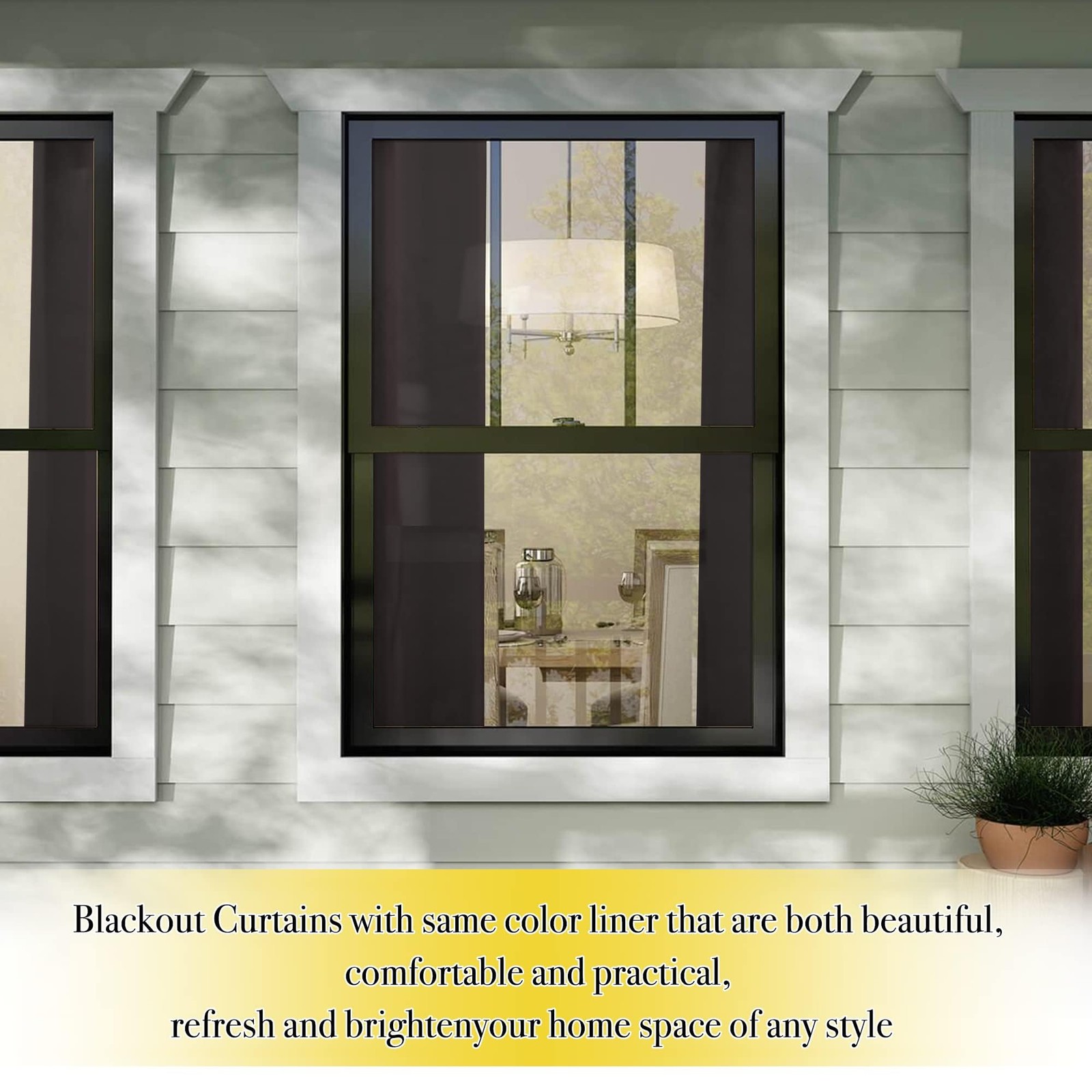 NICETOWN Blackout Thermal Curtains Brown 52×63 Inch 2 Panels