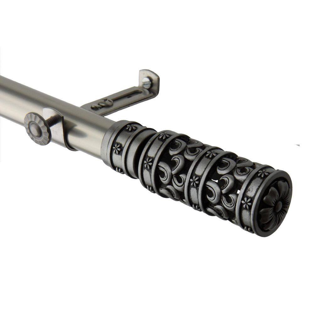 18 In. – 28 In. Telescoping Single Curtain Rod Kit in Satin Nickel with Whirl Fi