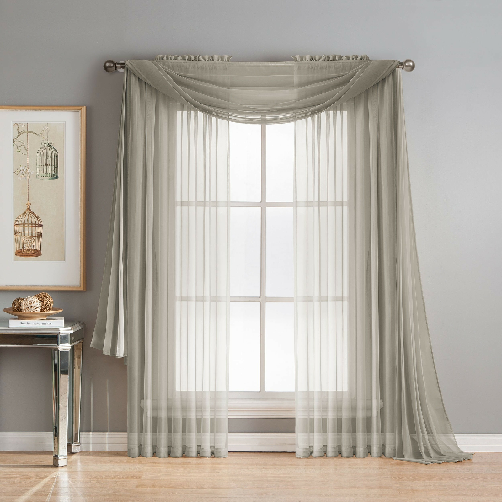 Window Elements Diamond Sheer Voile Extra Wide 56 x 95 in. Rod Pocket Curtain…