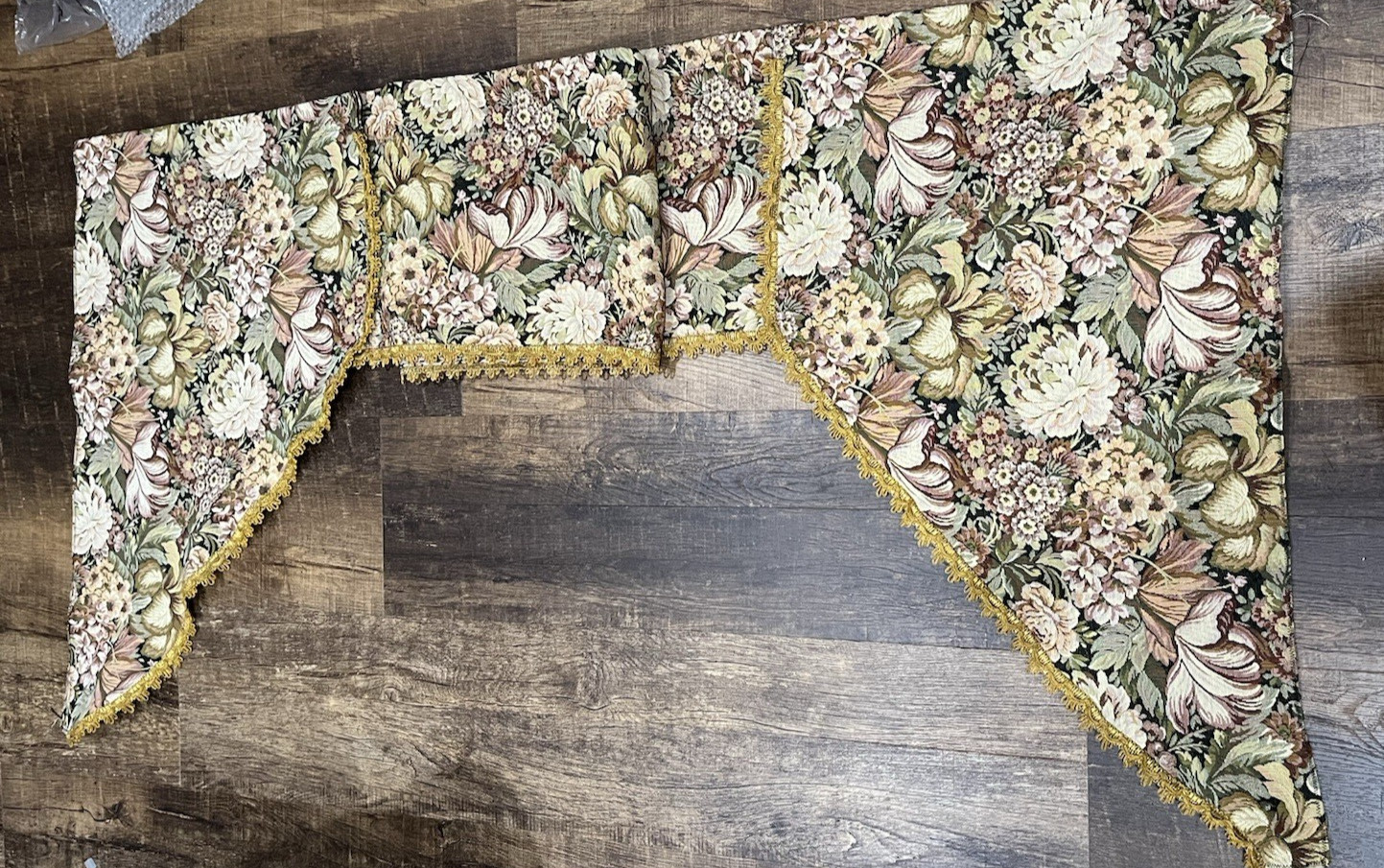 Tapestry Brocade Window Valance Handmade 92 in. Medieval Castle Gold Trim