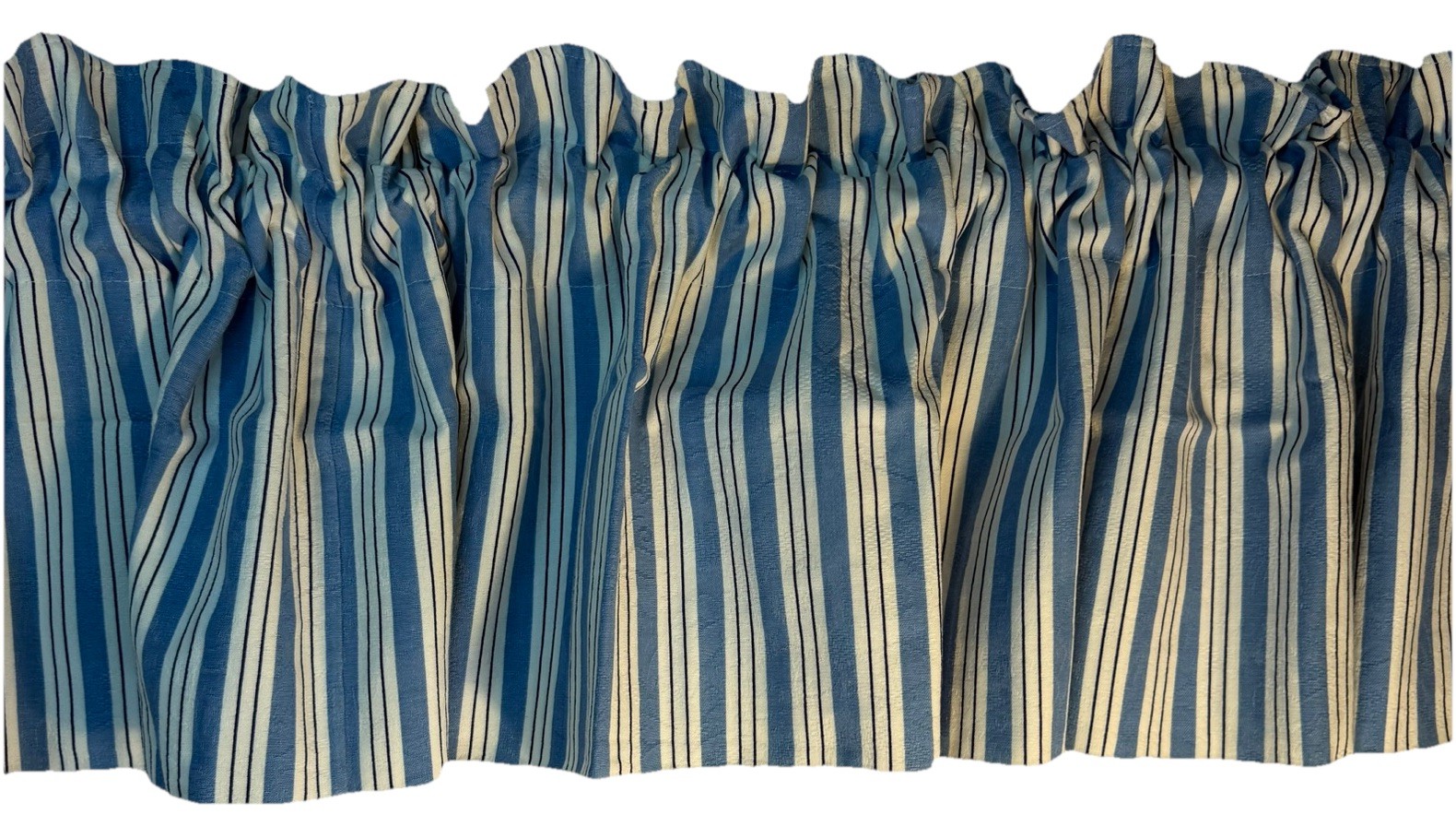 Waverly Blue & White Vertical Stripe Floral Embossed Valance 72” X 15” Lot Of 4