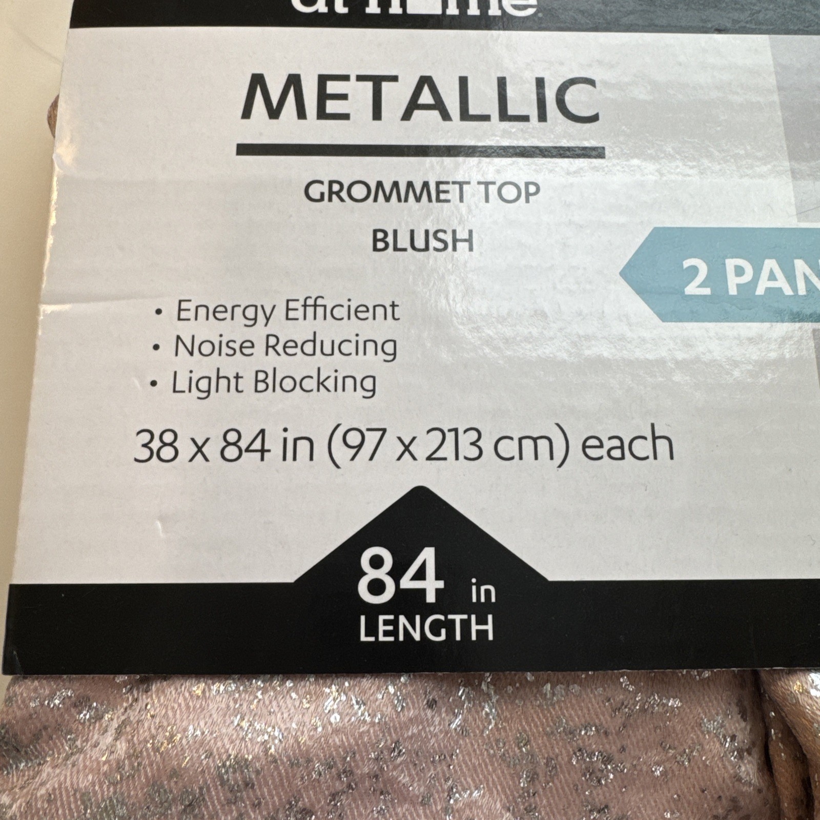 Blackout Curtains, Metal Gromets, Blush With Silver pattern. Set of 2 Panels.