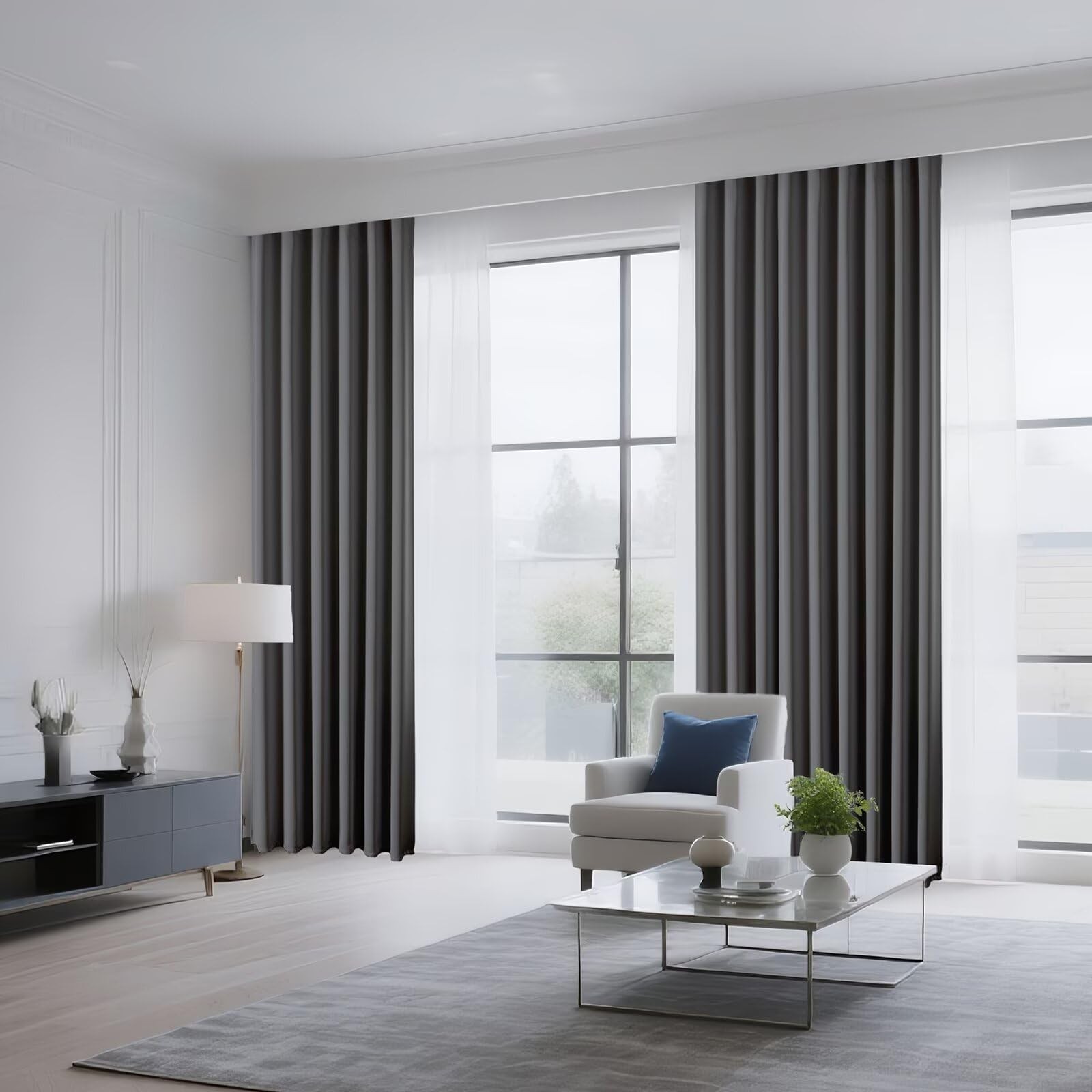 Light Grey Blackout Curtains 52X45 Pack Of 2 Thermal Insulated Privacy Drapes