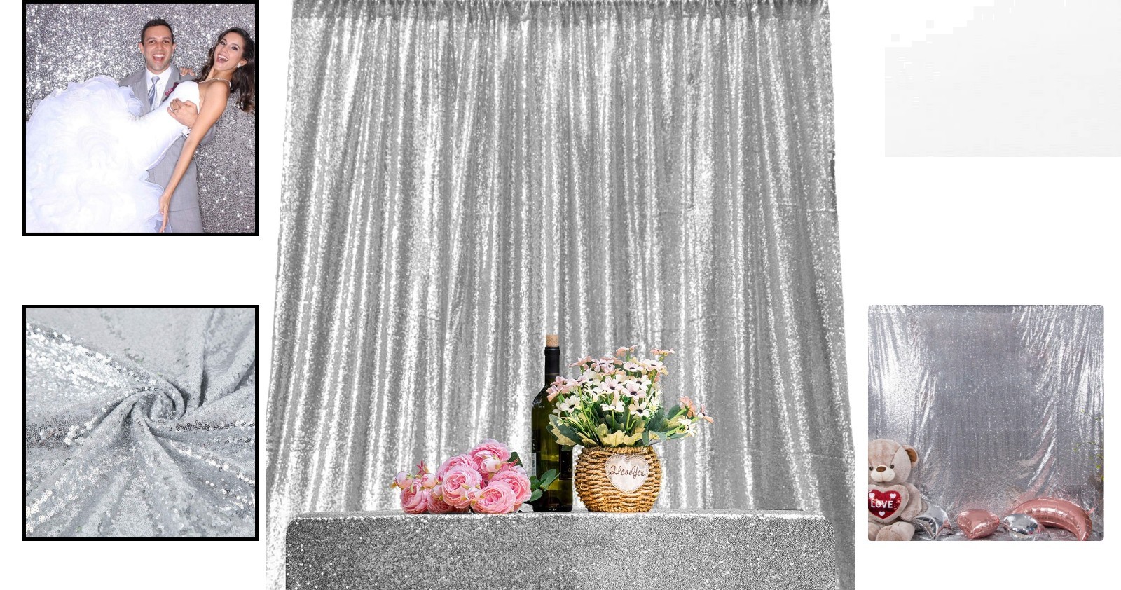 Sparkly Silver Sequin Curtain 4ft x 6.5ft – Perfect for Bridal Showers & Events