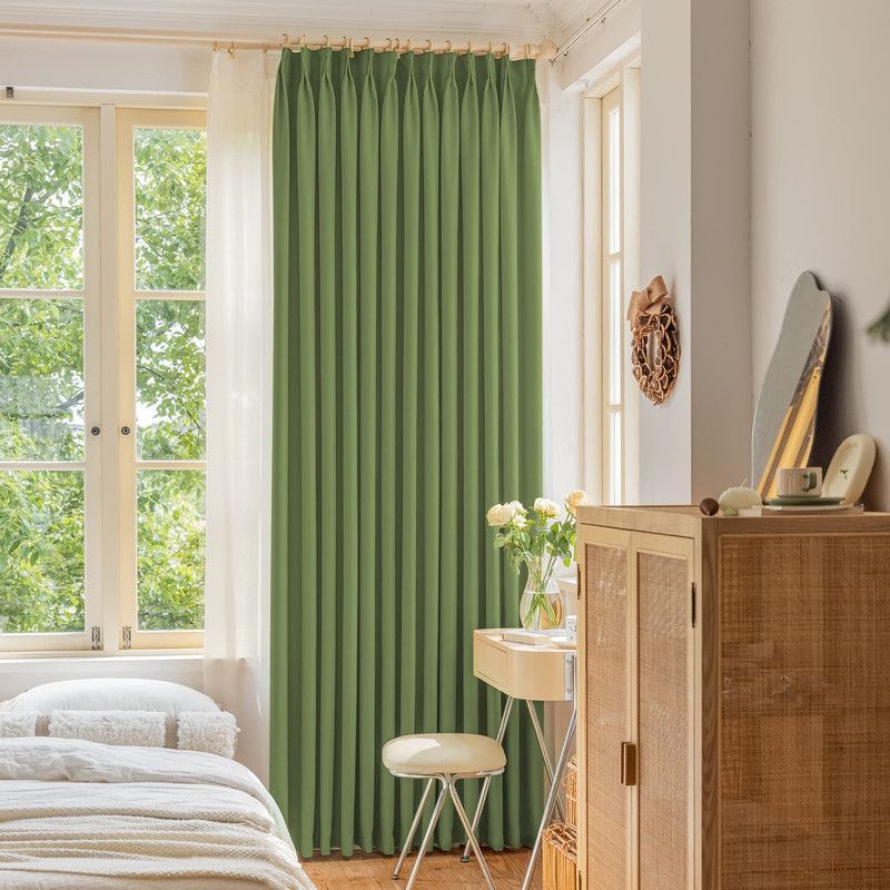 Oyring Blackout Pinch Pleat Curtain Tieback For Small Window Thermal Insulated