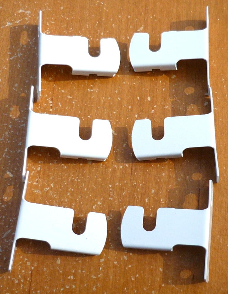 (3 PAIR) Outside Mount Slide In Style Sash Rod Cafe Brackets – Gloss White