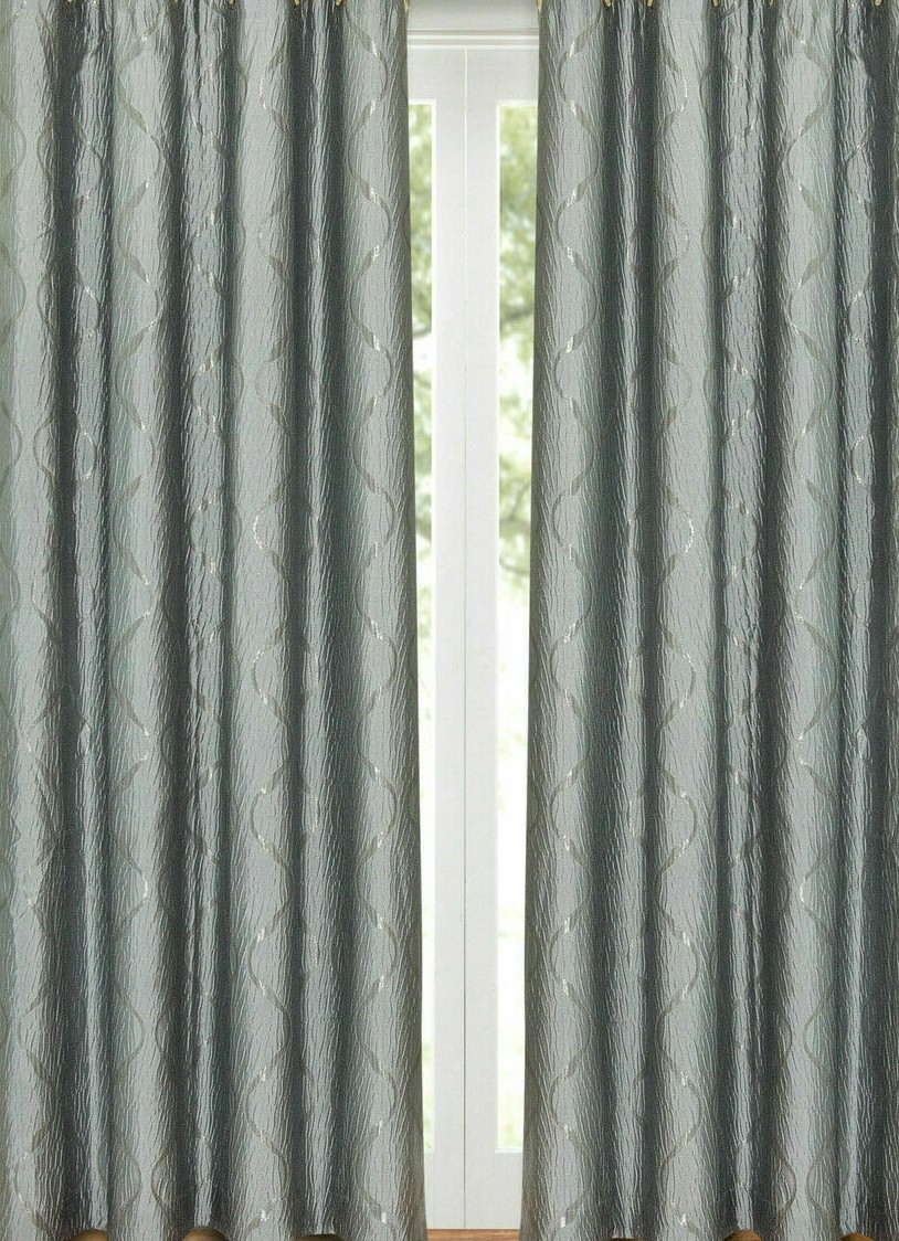 Curtains Set of 2 Panels Laguna Grommet Top Contemporary Jacquard Windows