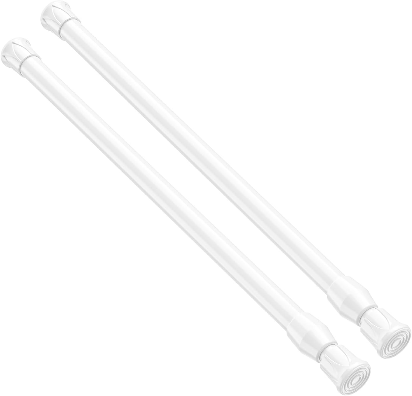 Spring Tension Curtain Rods 17-28 Inch White 2 Pack | No-drill & tool-setup.