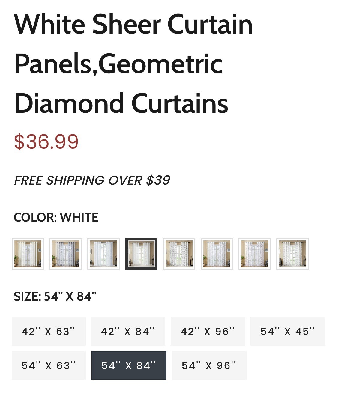 Set Of 2 Embroidered White Sheer Curtain Panels 54”x84” Each Unused
