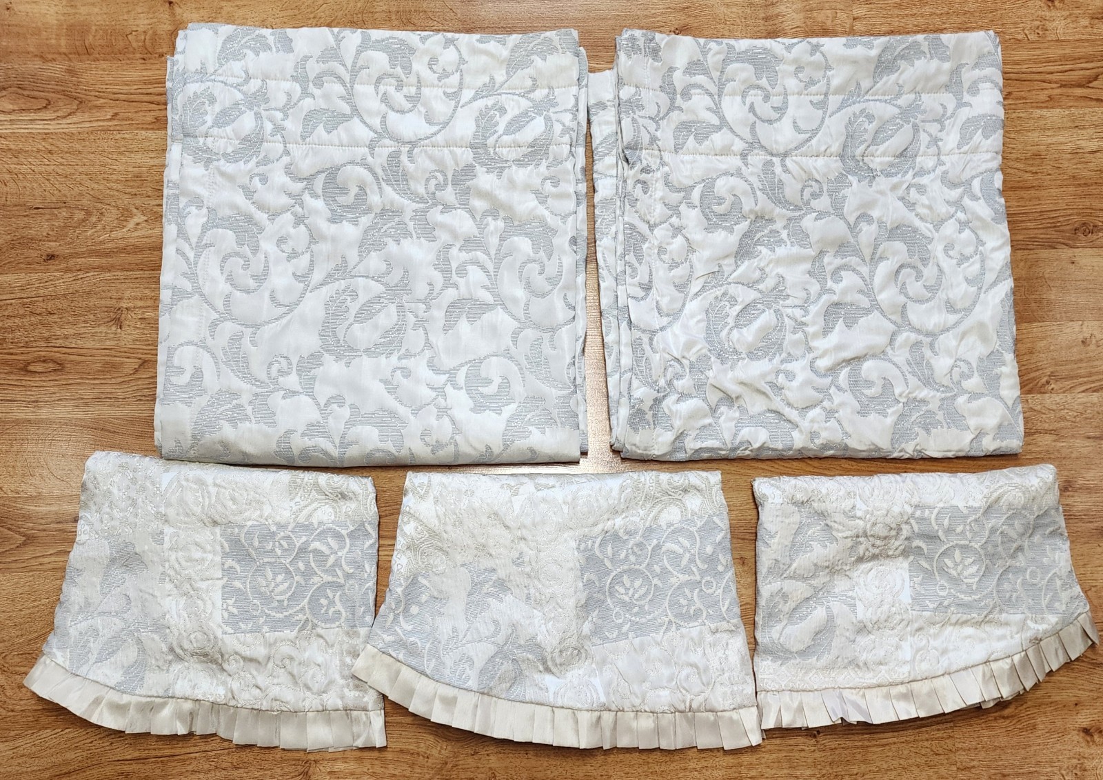 Set Croscill Classics Curtains Drapes 3 WaterFall Valances Damask 85″L