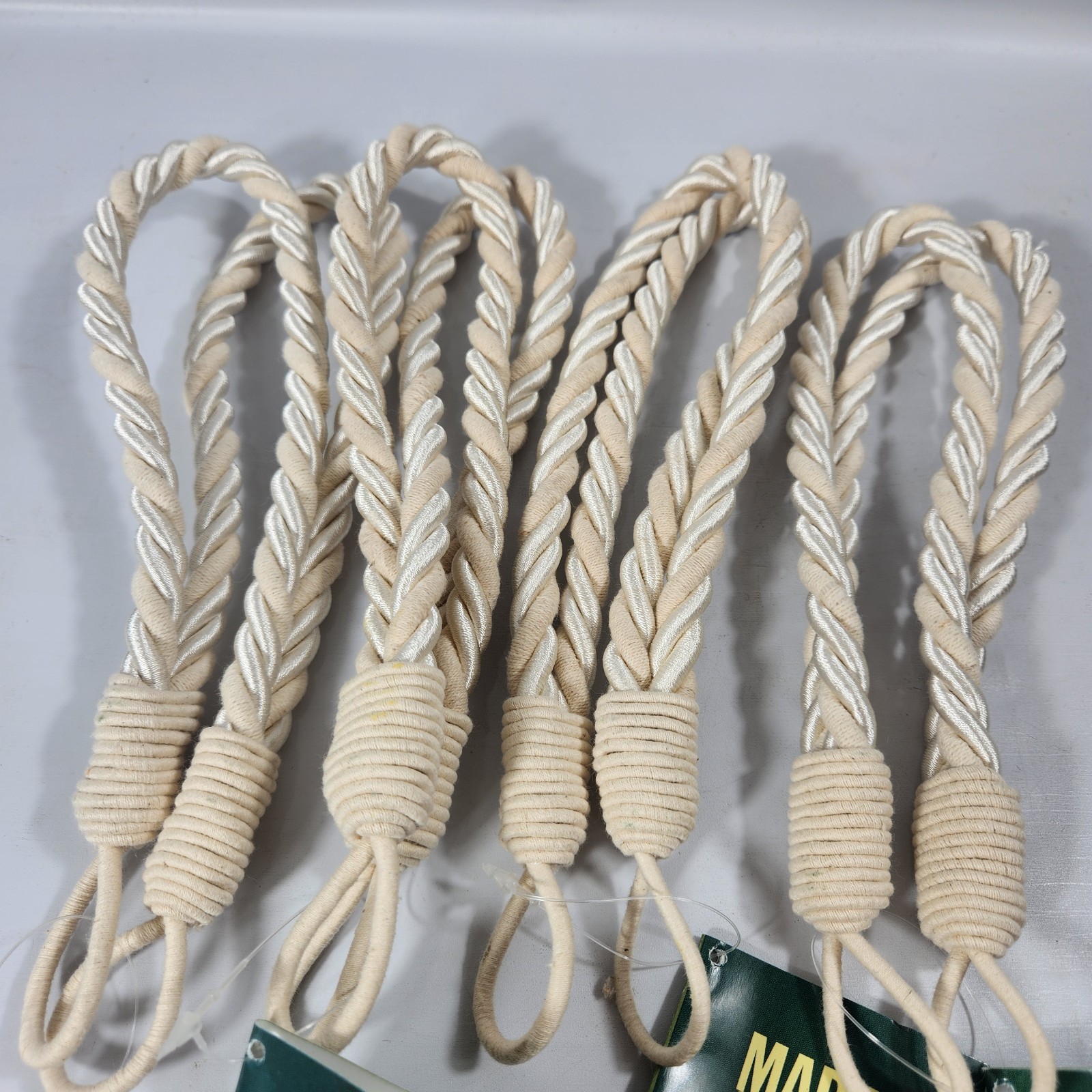 4PCS Martha Stewart Curtain Tiebacks Decorative Drapes Holdbacks Rope White