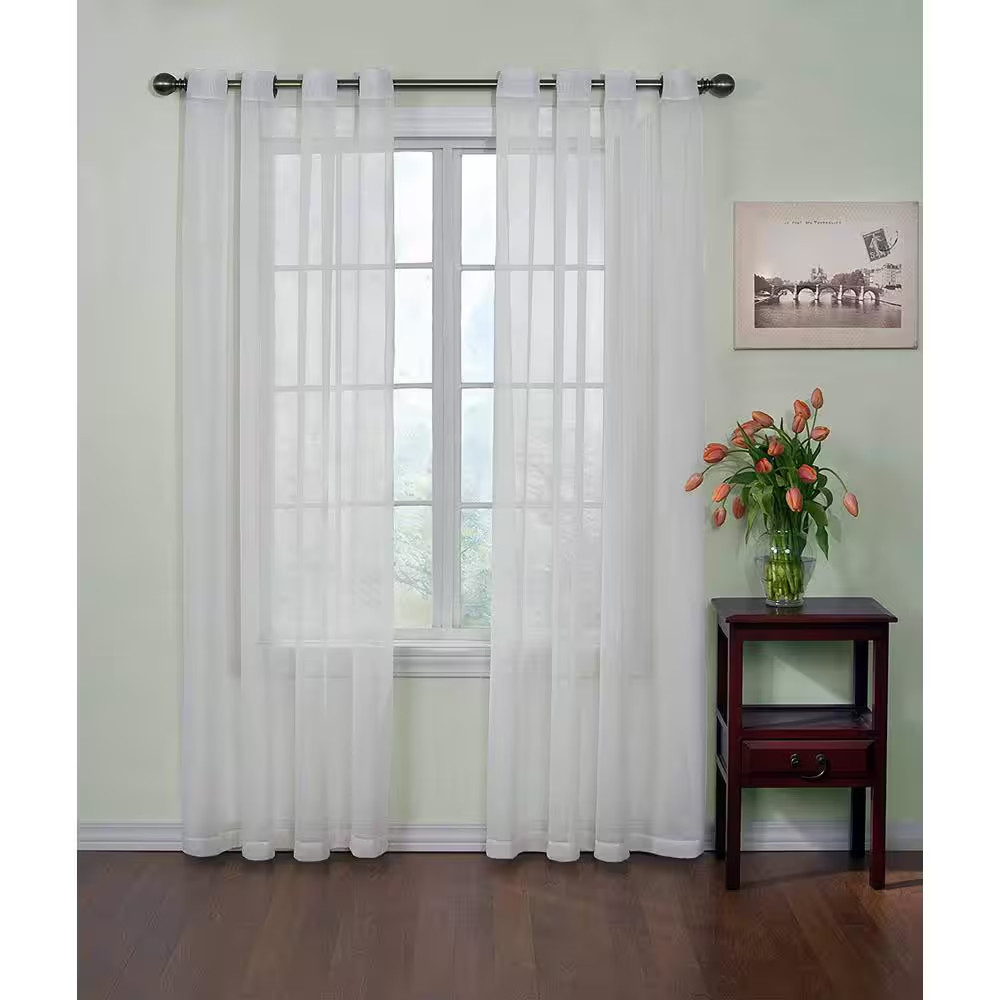 Curtainfresh White Solid Polyester 59 In. W X 84 In. L Sheer Single Grommet Top