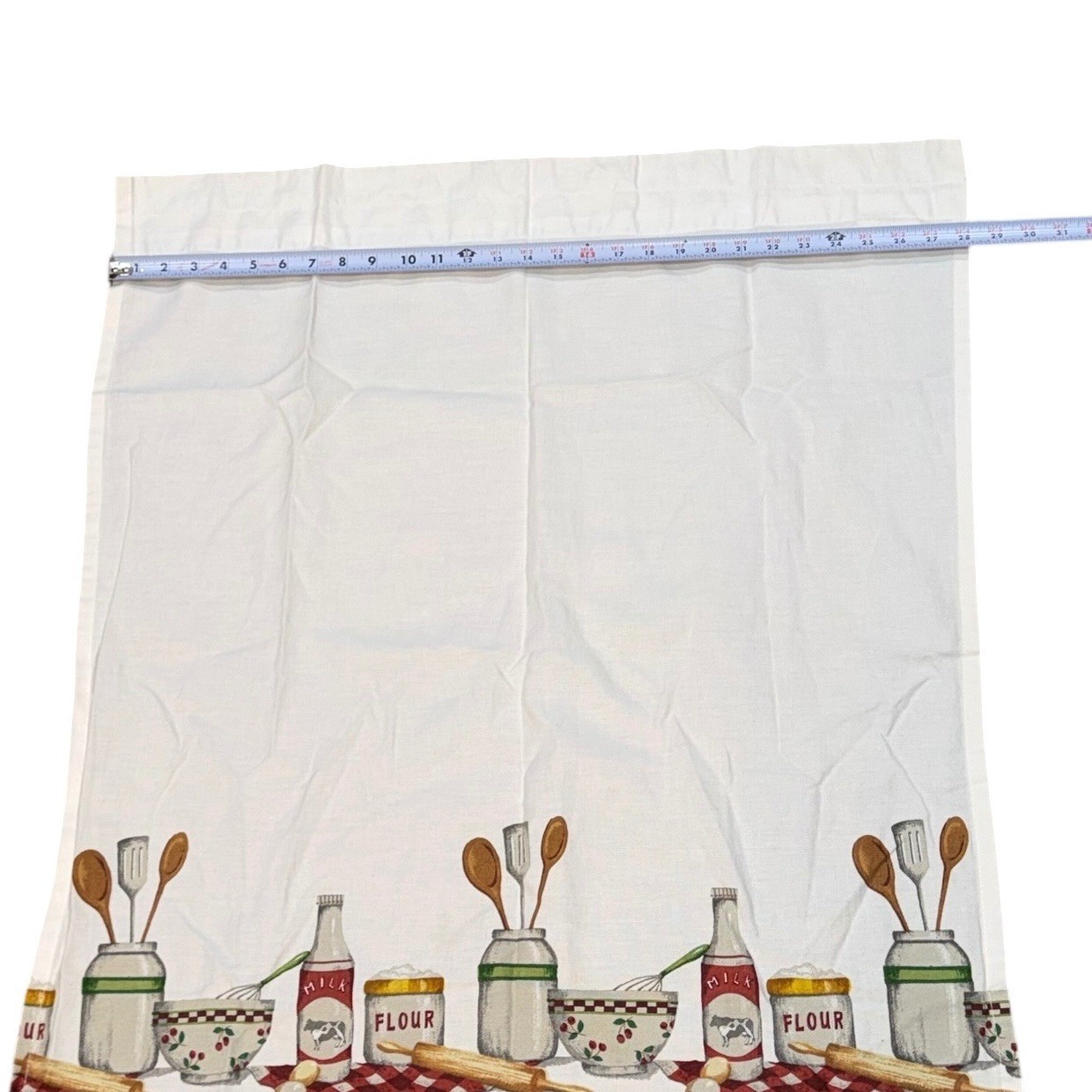 Vtg Better Homes Kitchen Curtains Panels & Valance Country Baking Gingham Cotton